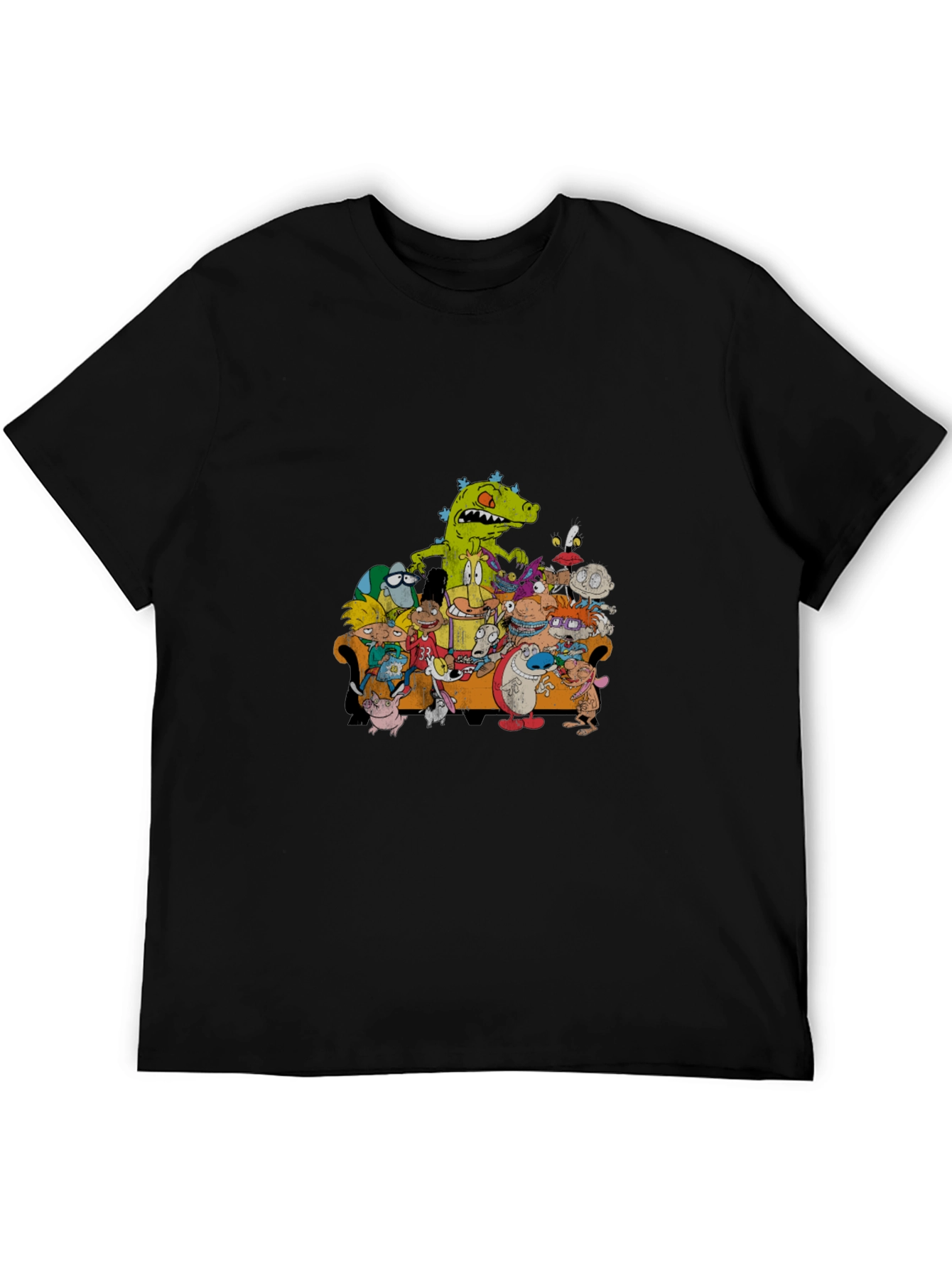 90s Cartoon Characters Black T-Shirt