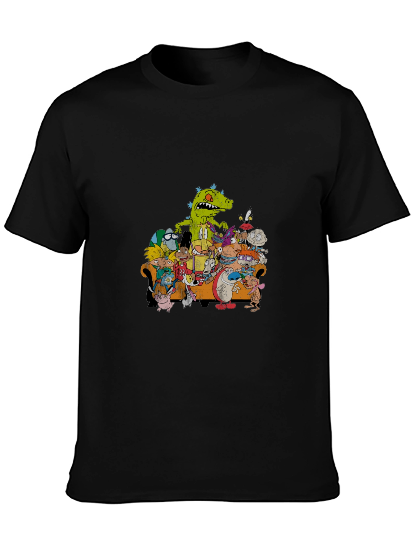 90s Cartoon Characters Black T-Shirt