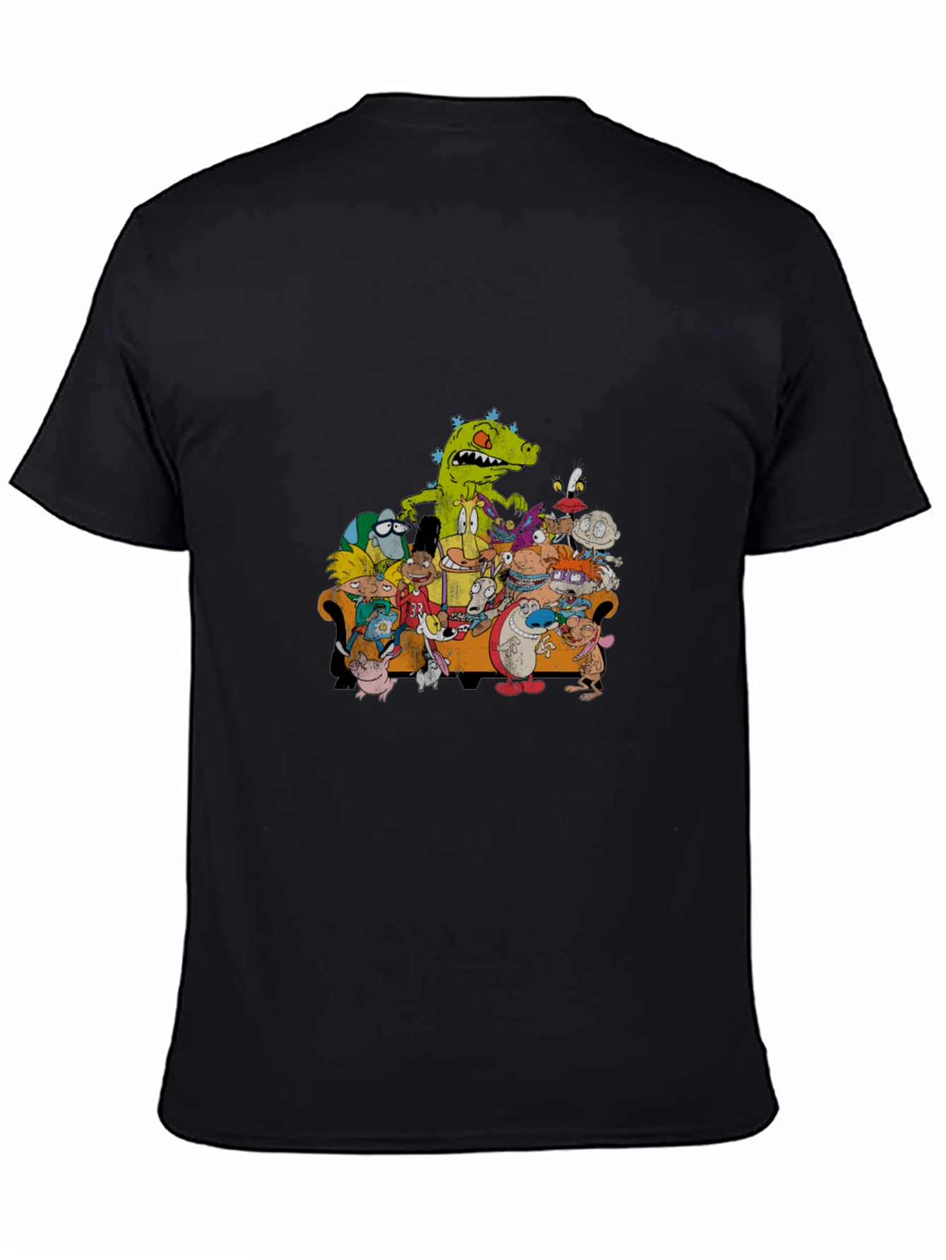 90s Cartoon Characters Black T-Shirt