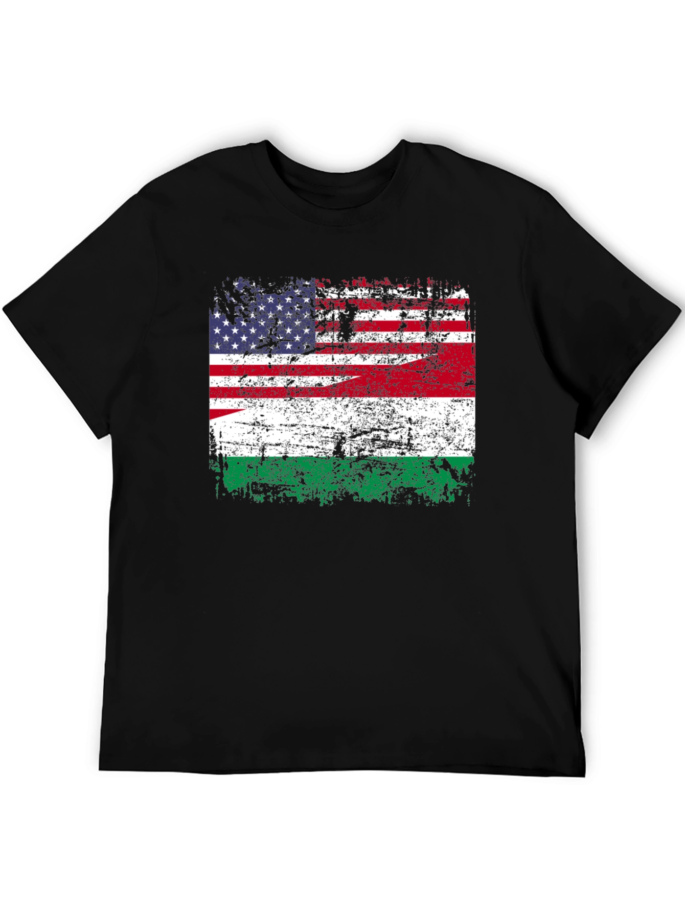 Distressed USA Hungary Flag Graphic Tee
