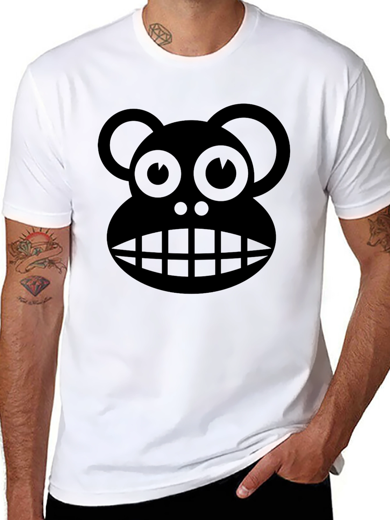 Monkey Face Graphic Black T-Shirt