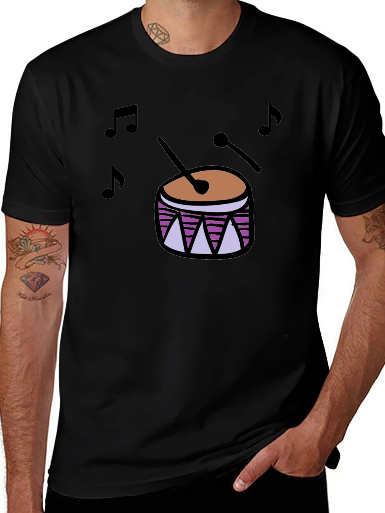 Drum Music T-Shirt - Black Cotton Tee