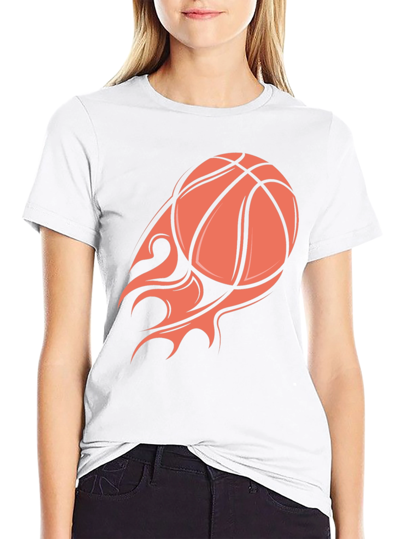 Flaming Basketball Graphic Tee - Black