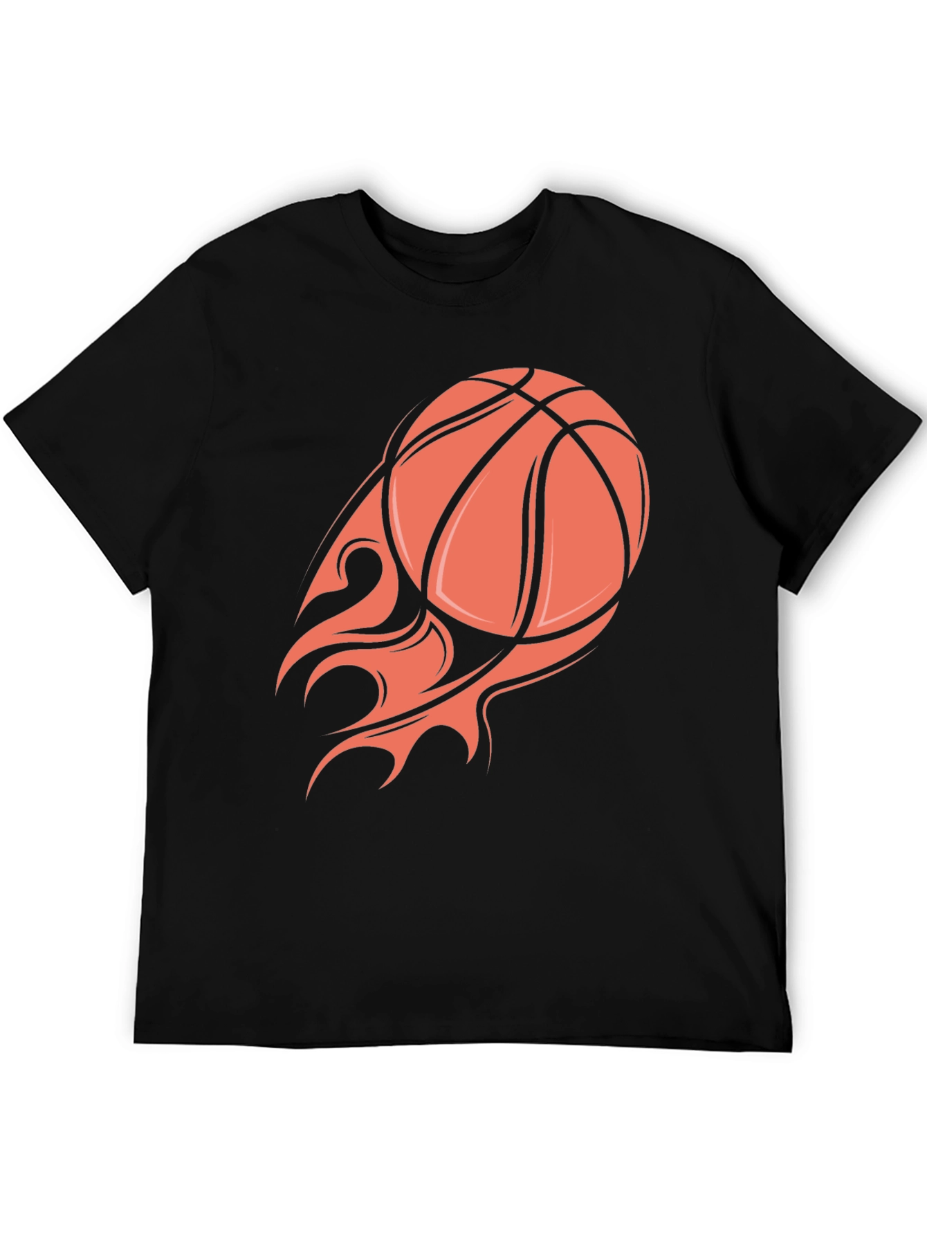 Flaming Basketball Graphic Tee - Black