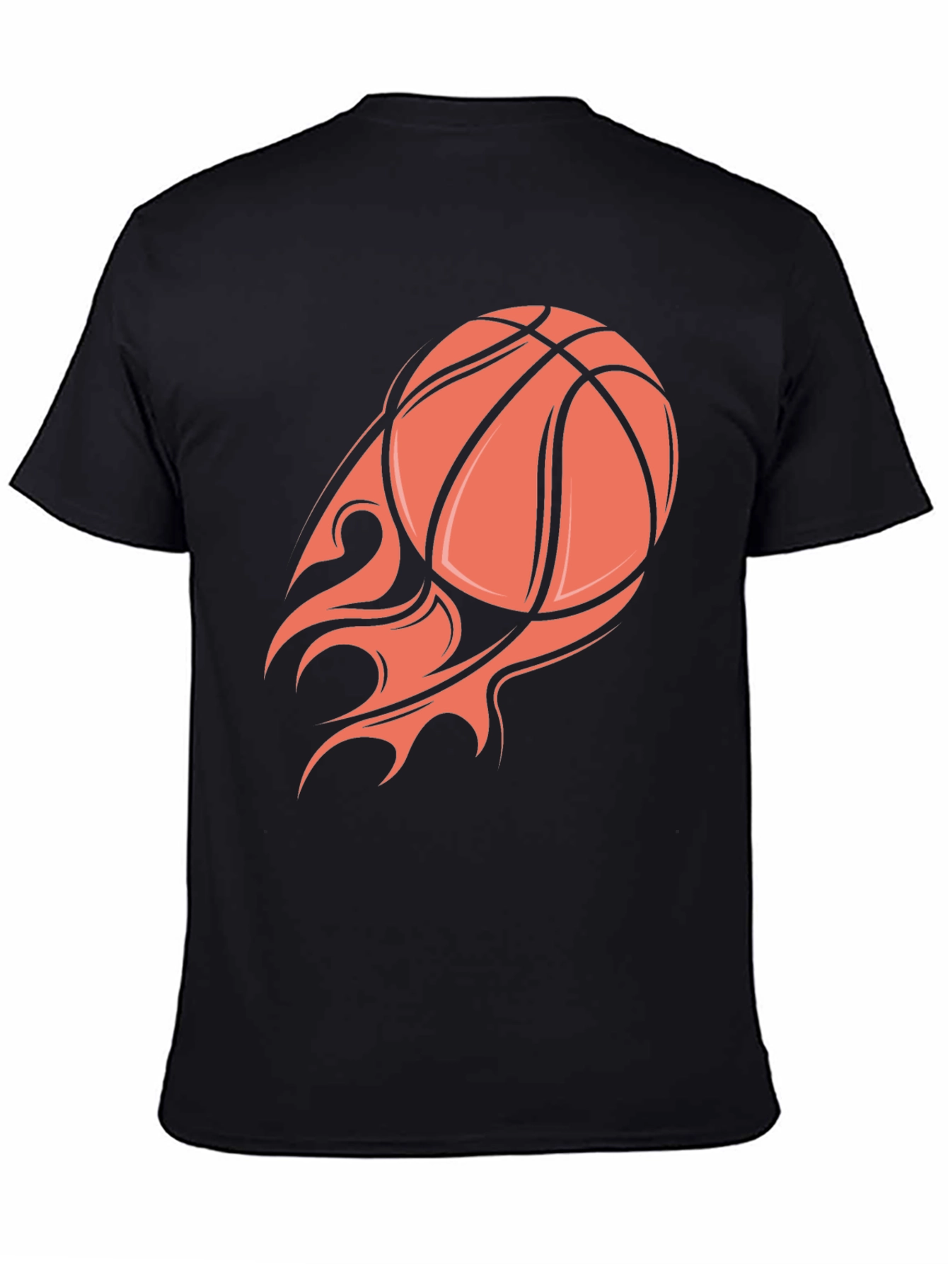 Flaming Basketball Graphic Tee - Black