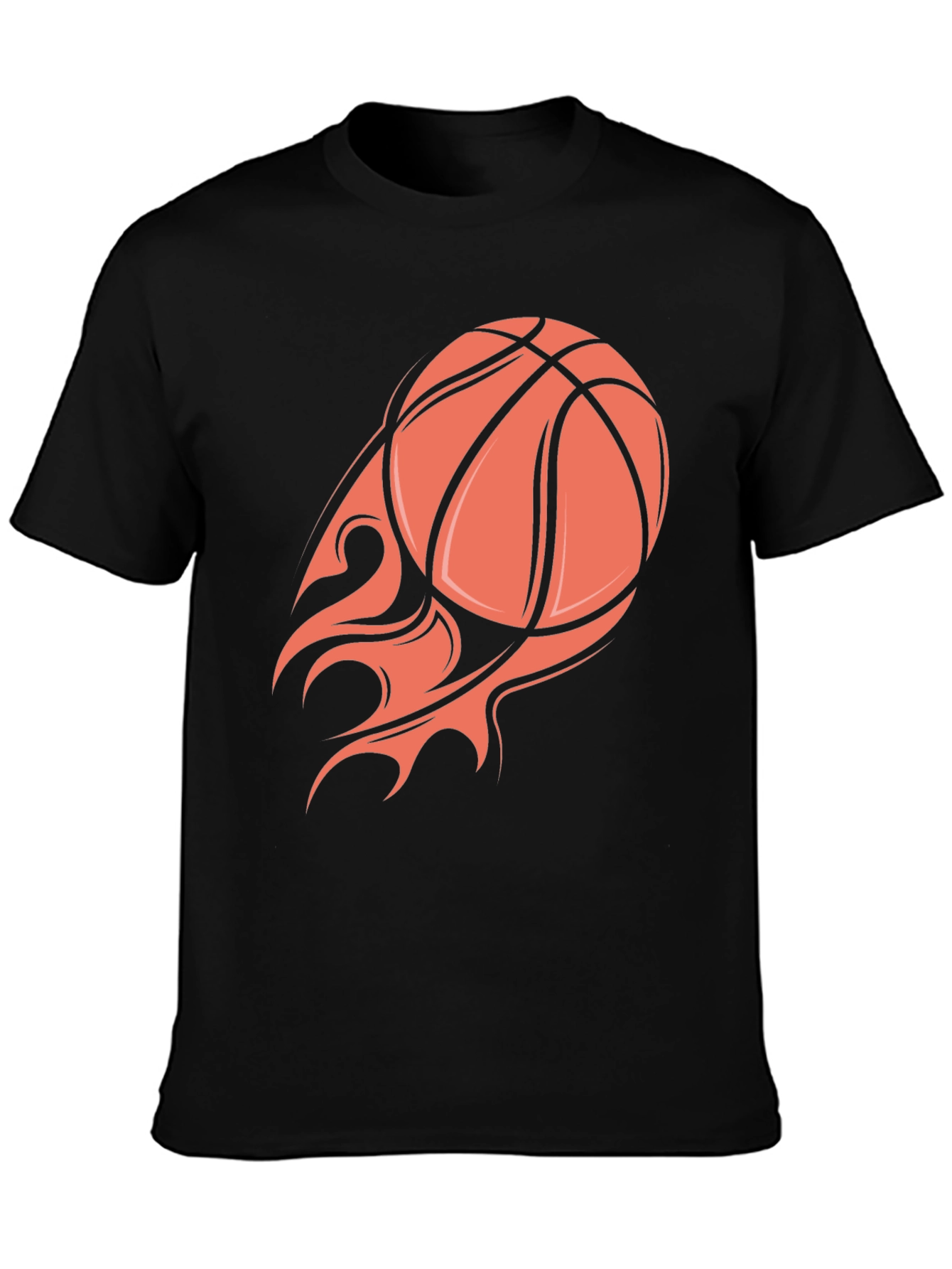 Flaming Basketball Graphic Tee - Black