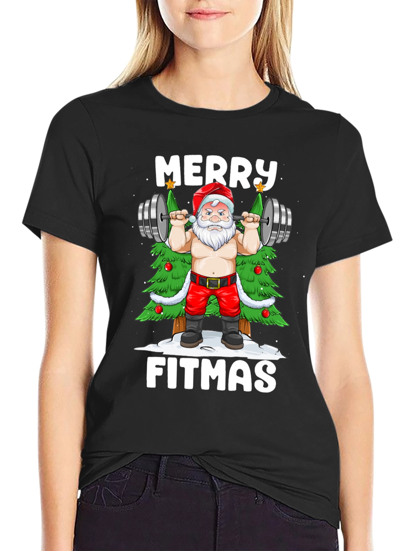 Merry Fitmas Santa T-Shirt - Gym Christmas Apparel