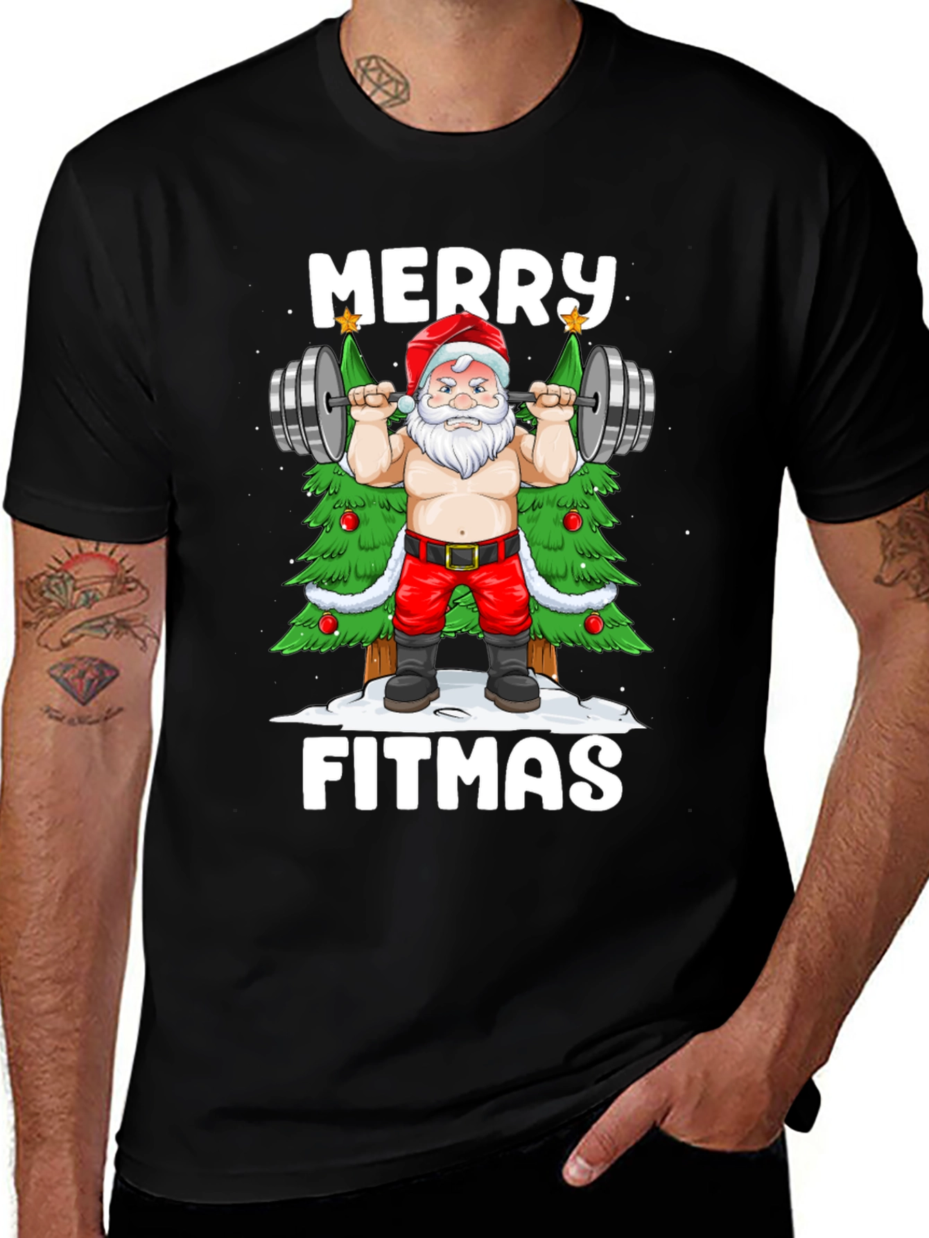 Merry Fitmas Santa T-Shirt - Gym Christmas Apparel