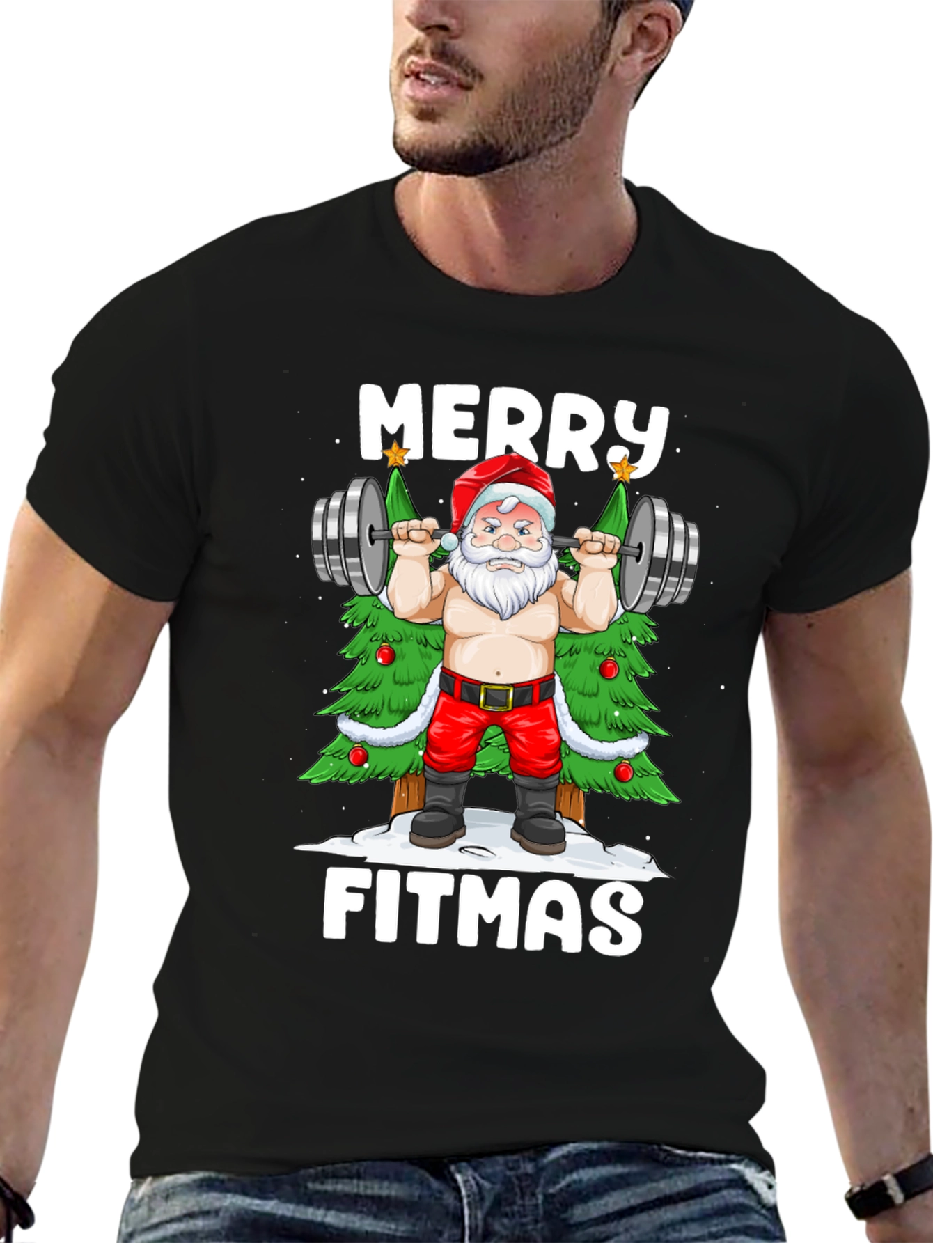 Merry Fitmas Santa T-Shirt - Gym Christmas Apparel
