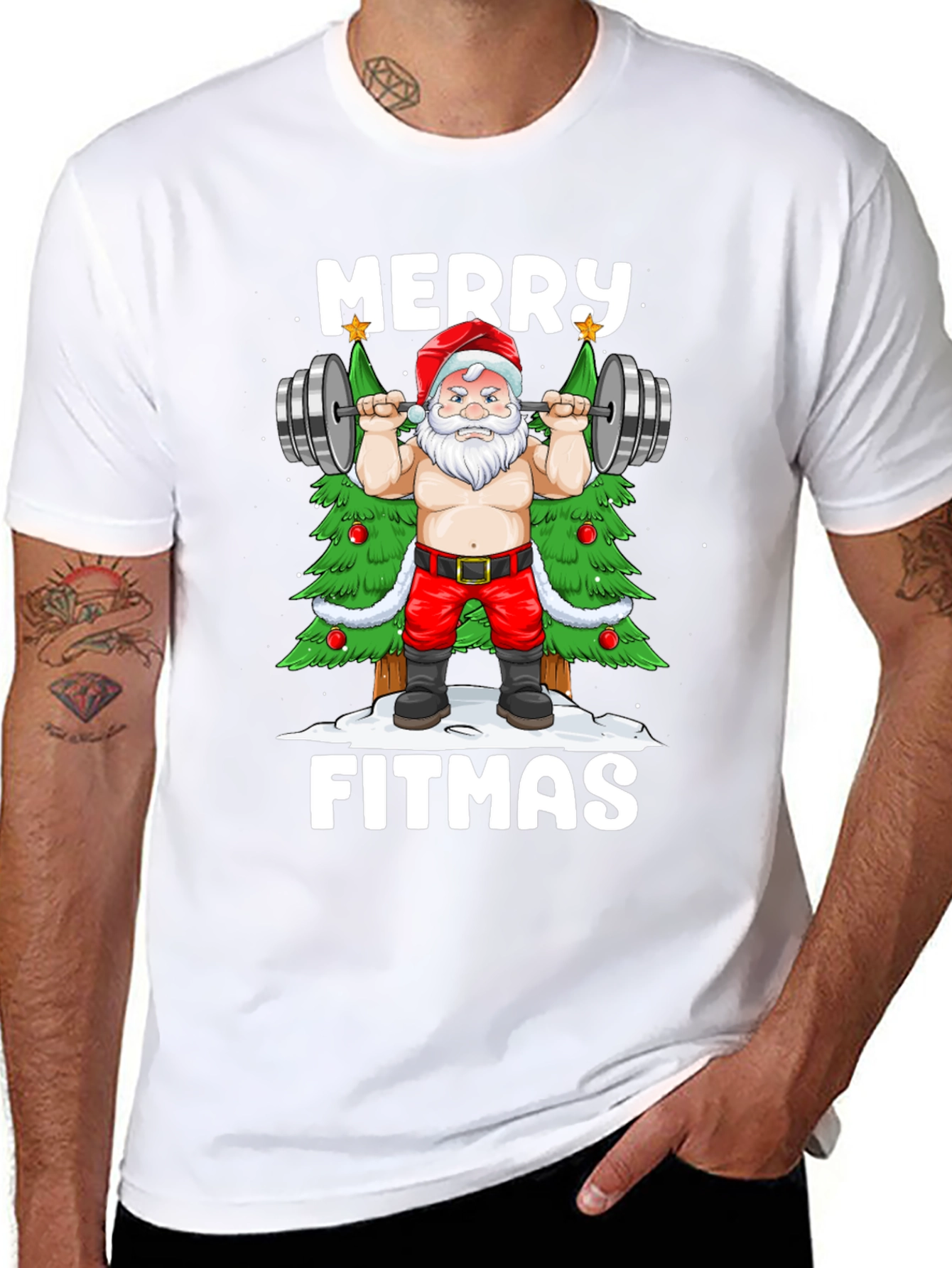 Merry Fitmas Santa T-Shirt - Gym Christmas Apparel