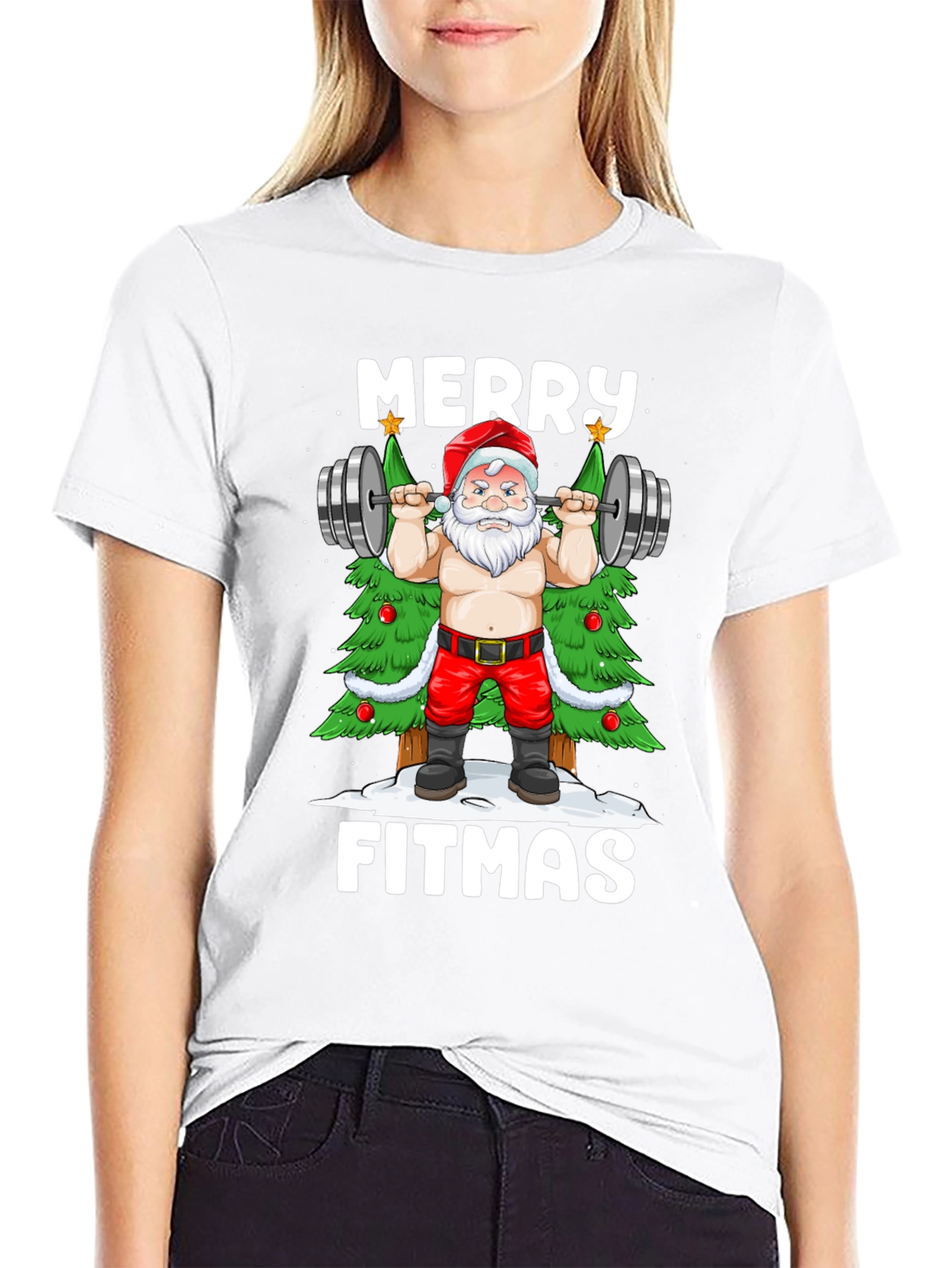 Merry Fitmas Santa T-Shirt - Gym Christmas Apparel