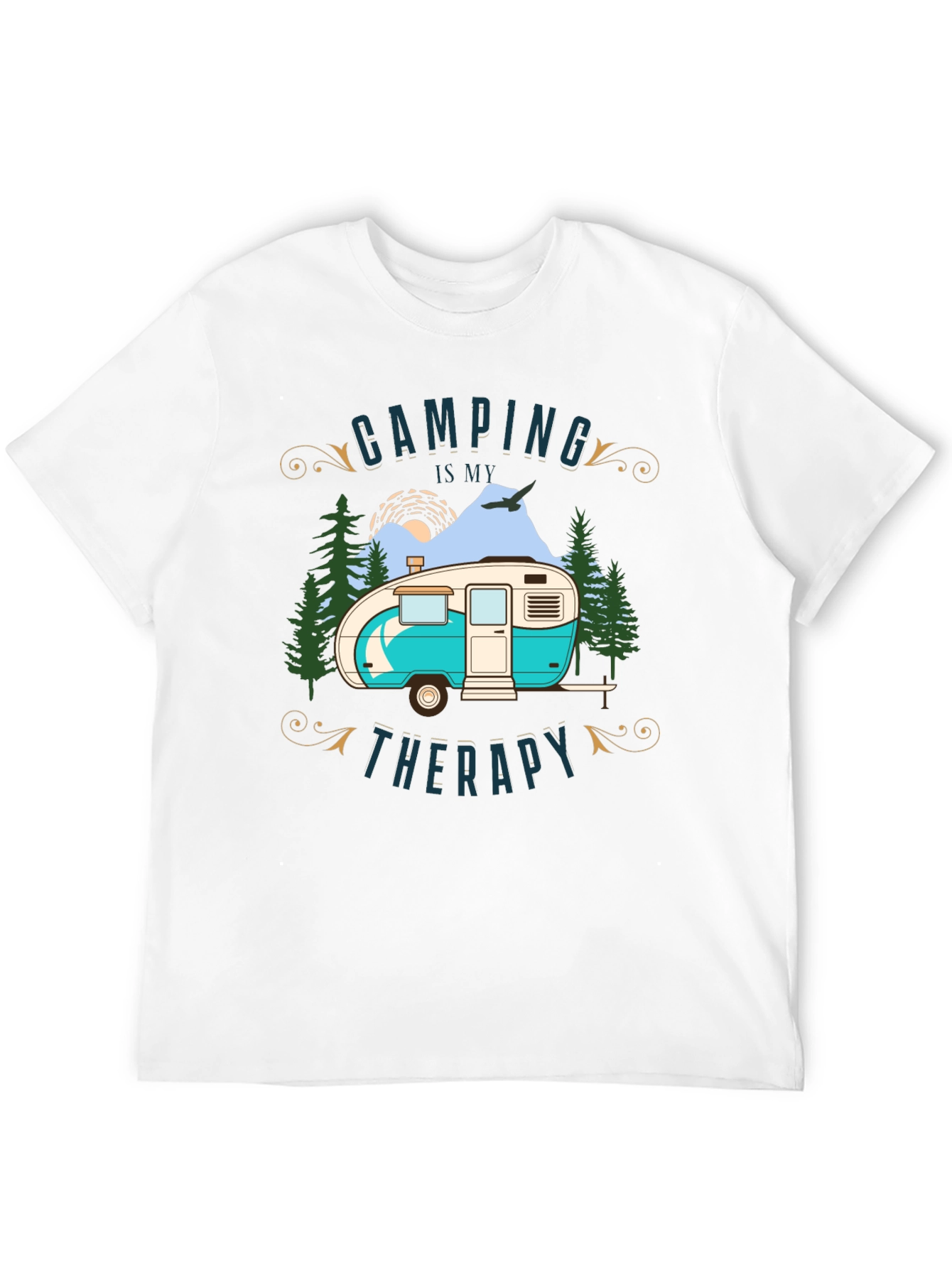 Camping is My Therapy Black T-Shirt