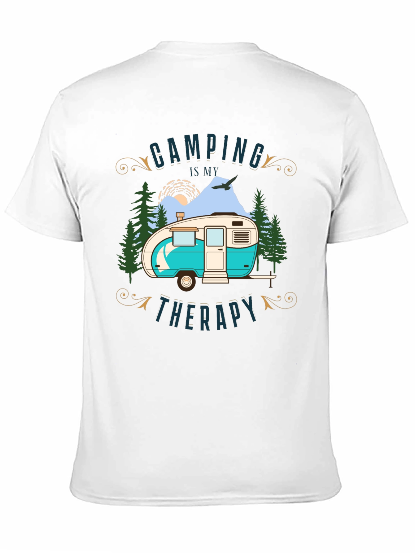 Camping is My Therapy Black T-Shirt