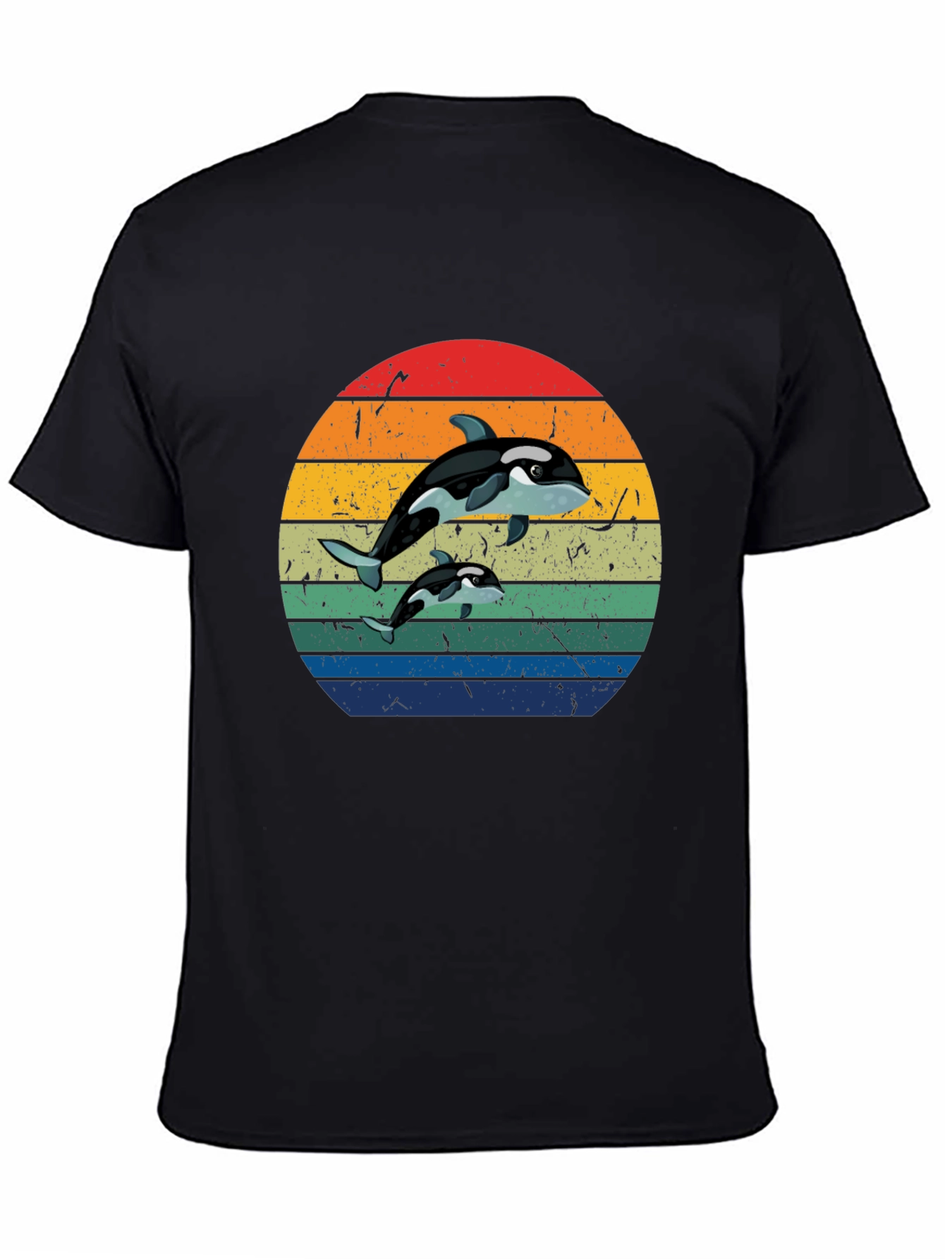 Orca Sunset T-Shirt - Black Whale Tee