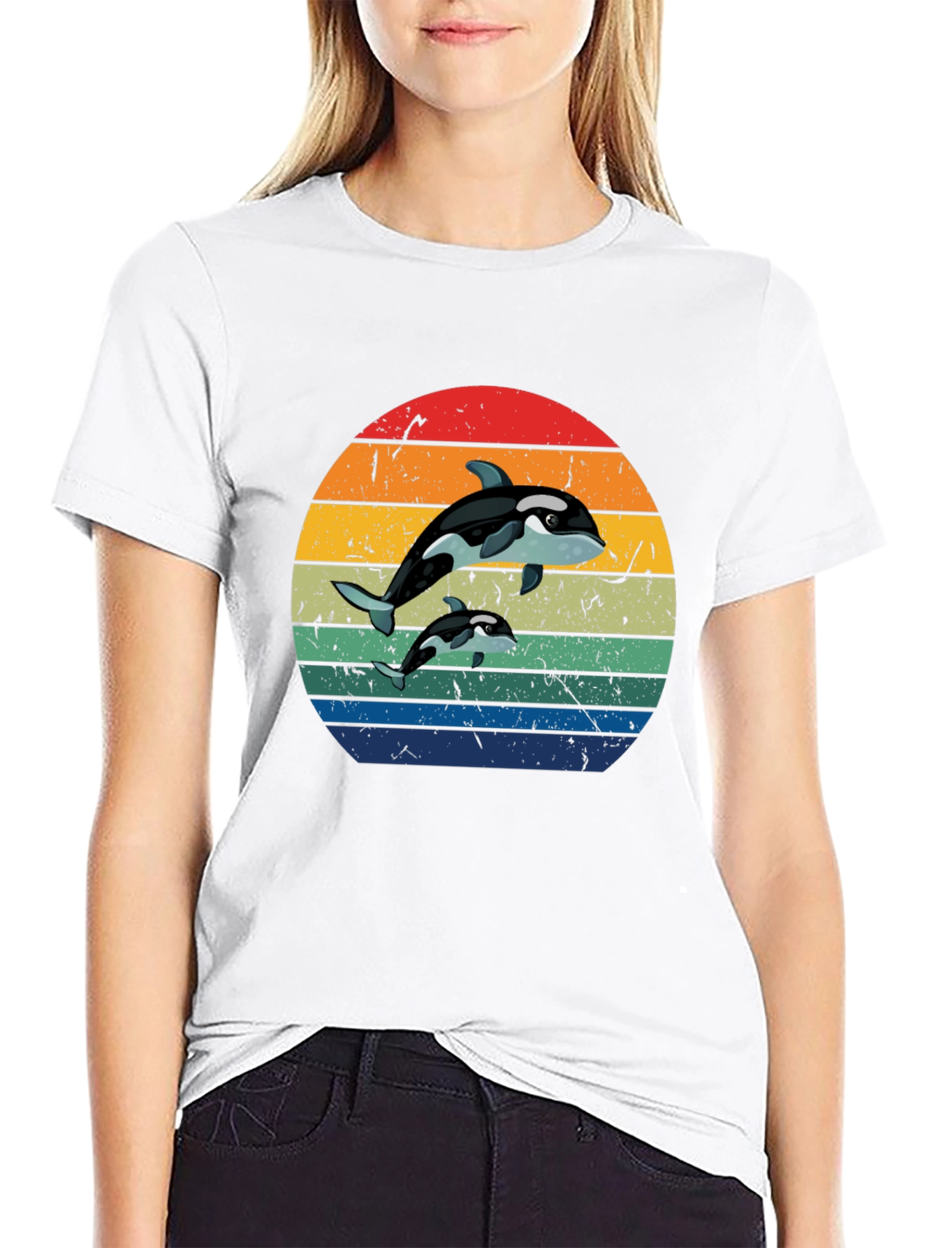 Orca Sunset T-Shirt - Black Whale Tee