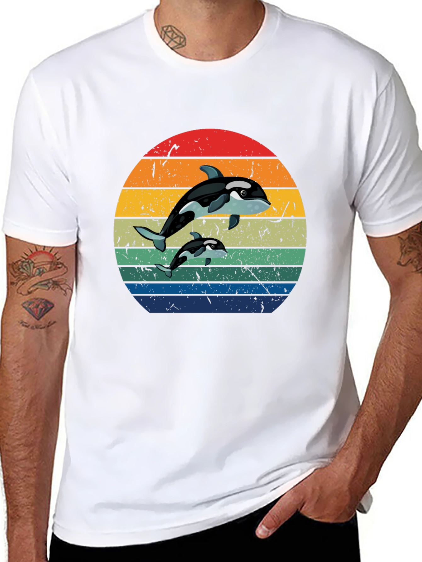 Orca Sunset T-Shirt - Black Whale Tee