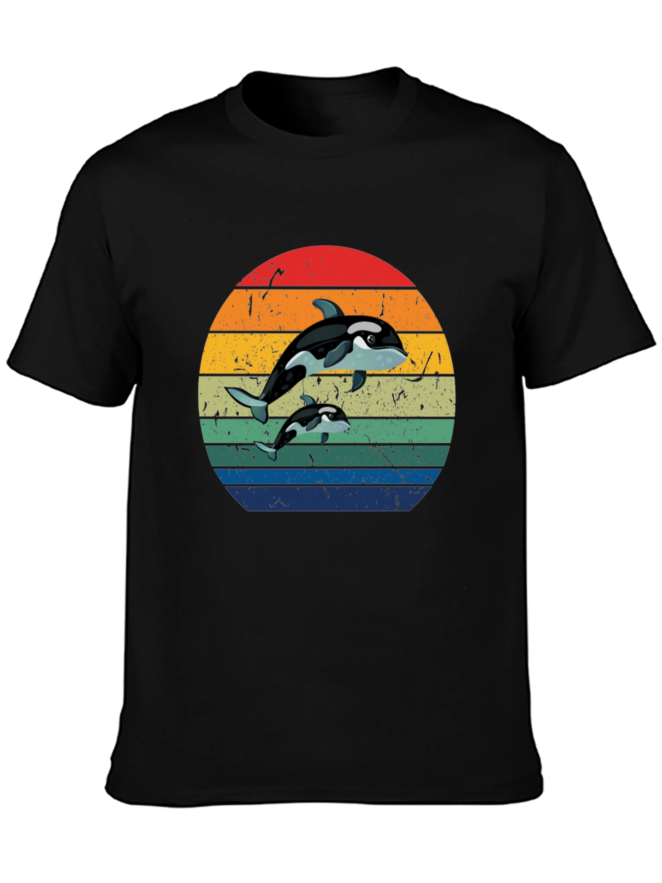 Orca Sunset T-Shirt - Black Whale Tee