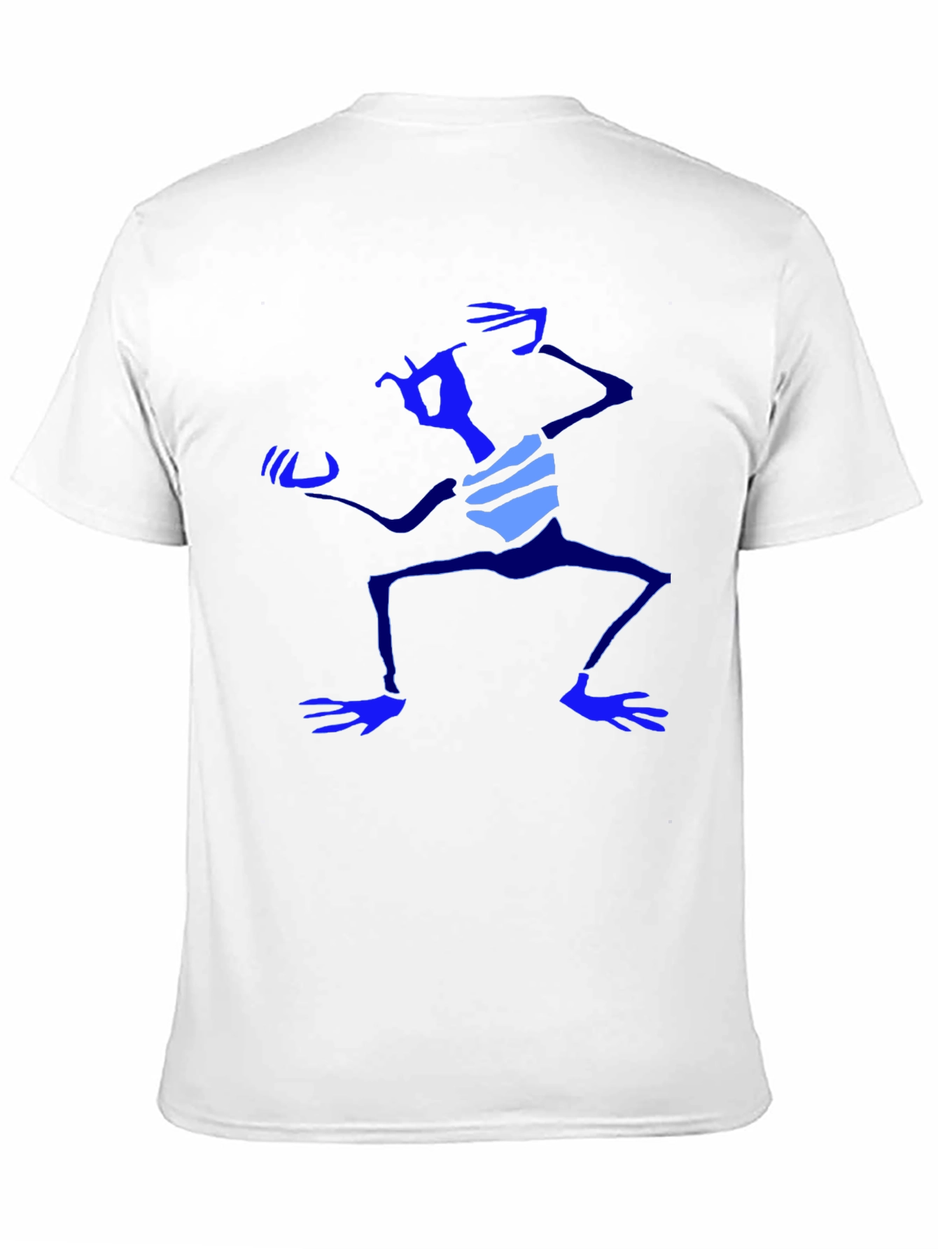Abstract Blue Character Graphic Black T-Shirt