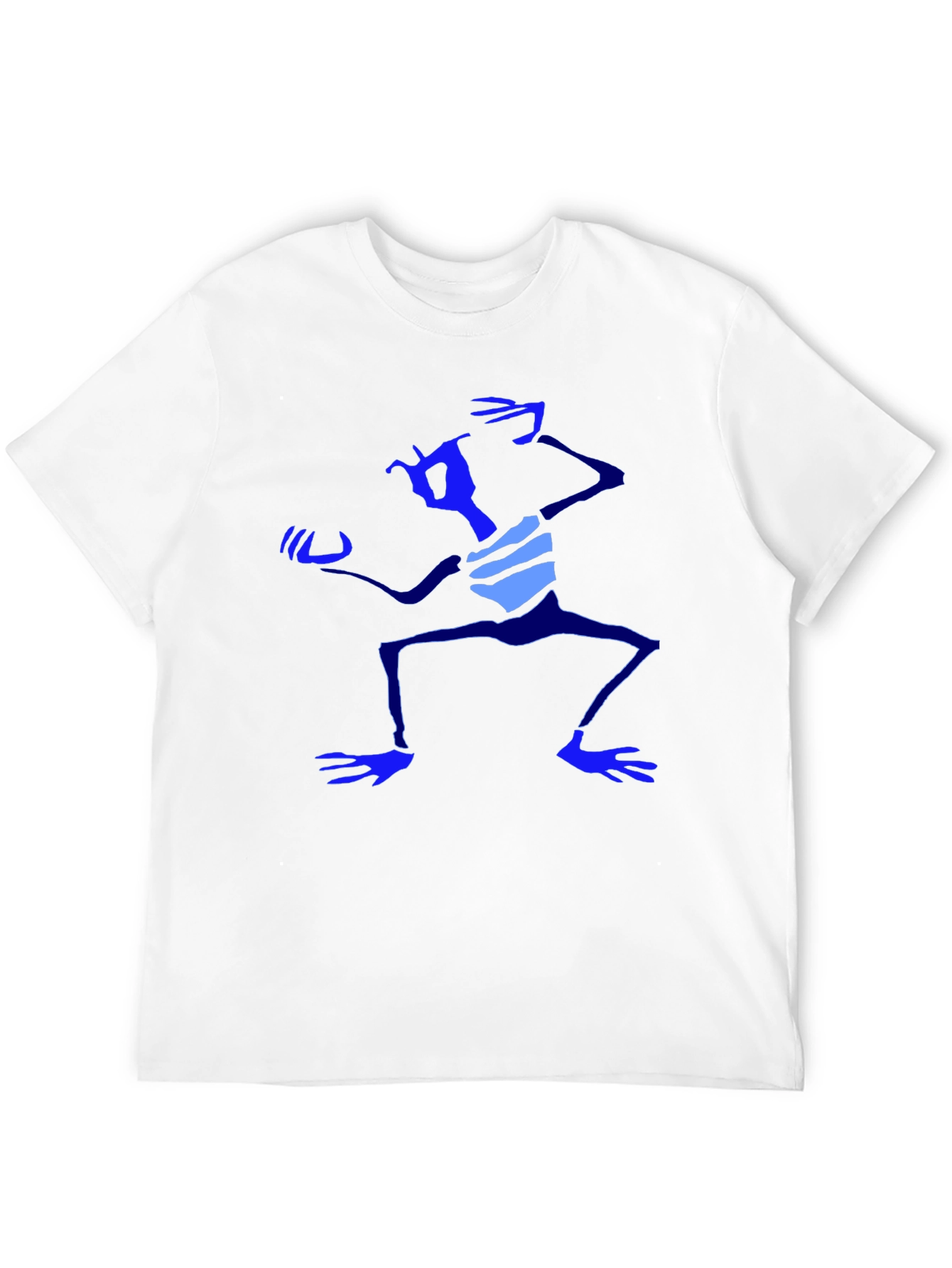 Abstract Blue Character Graphic Black T-Shirt