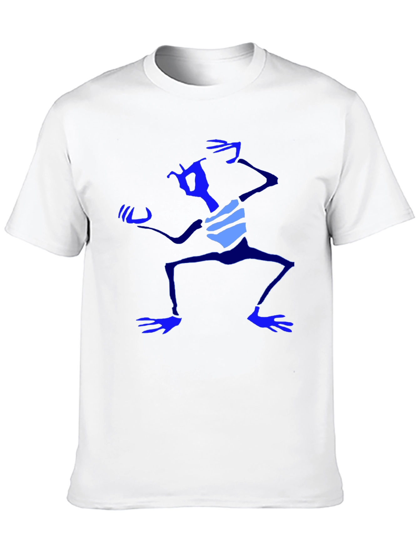 Abstract Blue Character Graphic Black T-Shirt