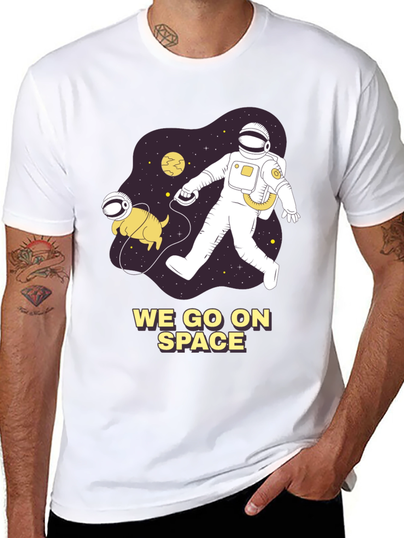 Astronaut & Dog in Space Graphic Tee - Unisex