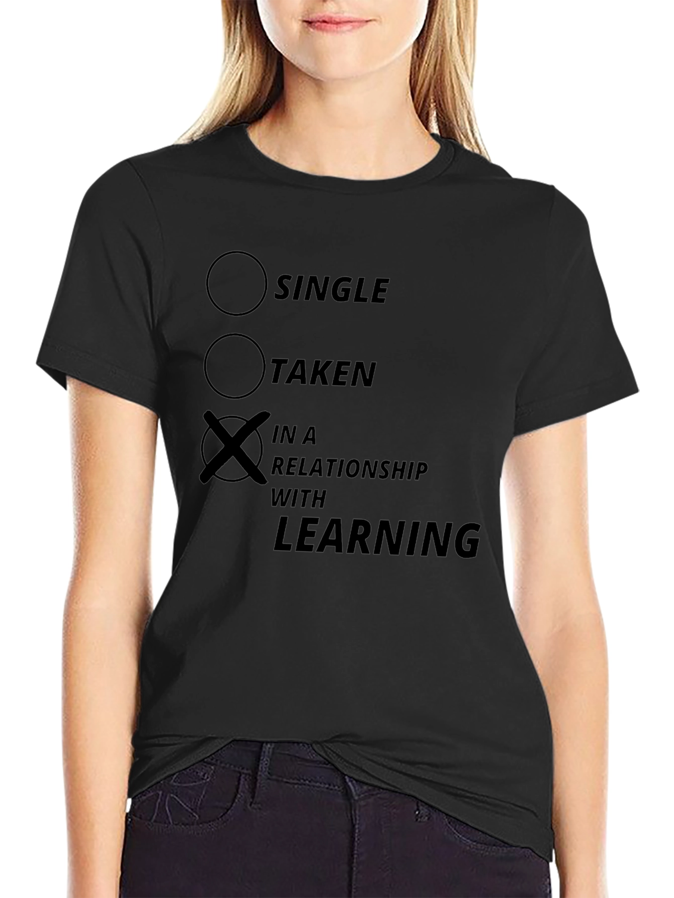 In a Relationship With Learning Black T-Shirt