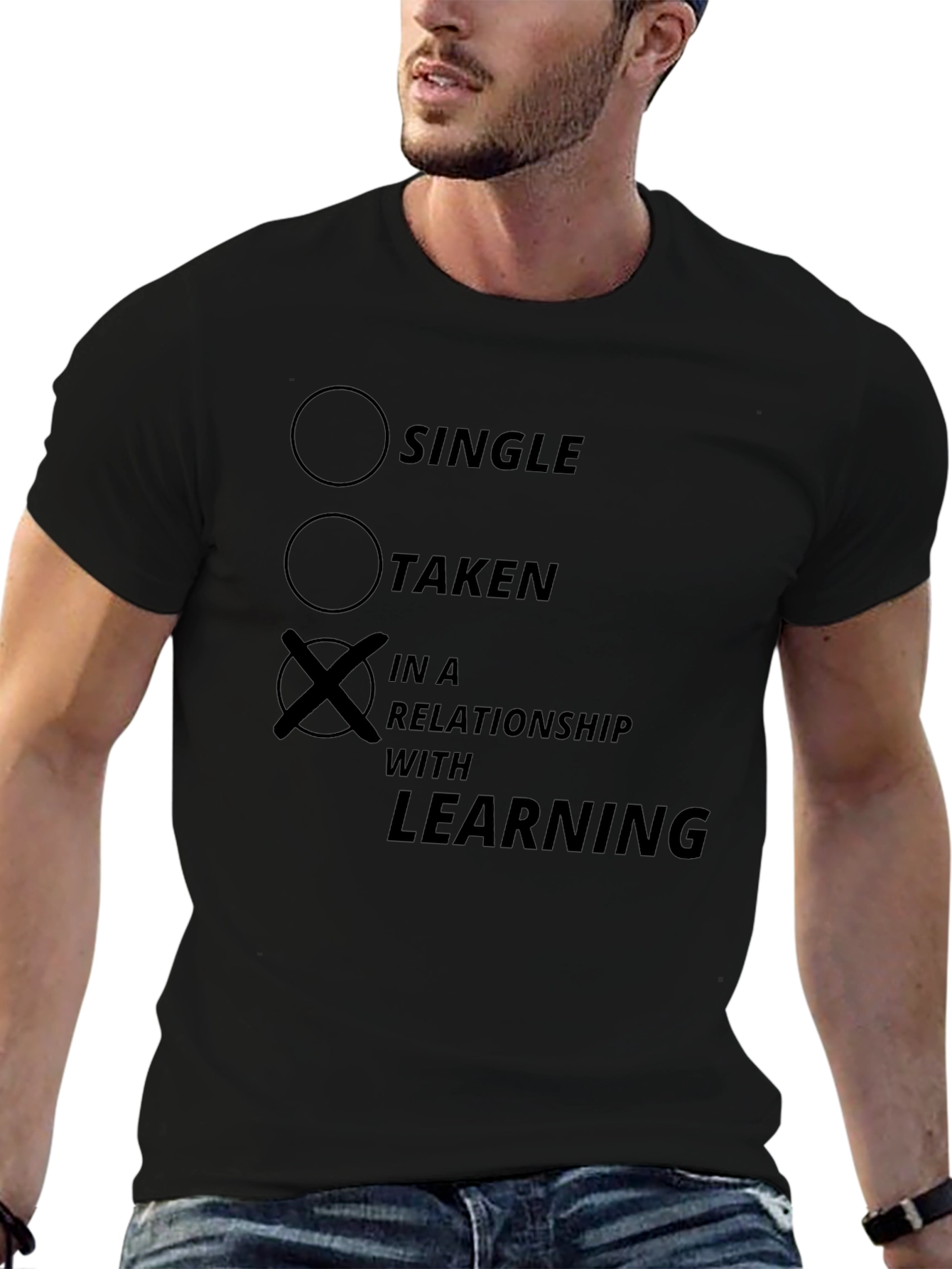 In a Relationship With Learning Black T-Shirt