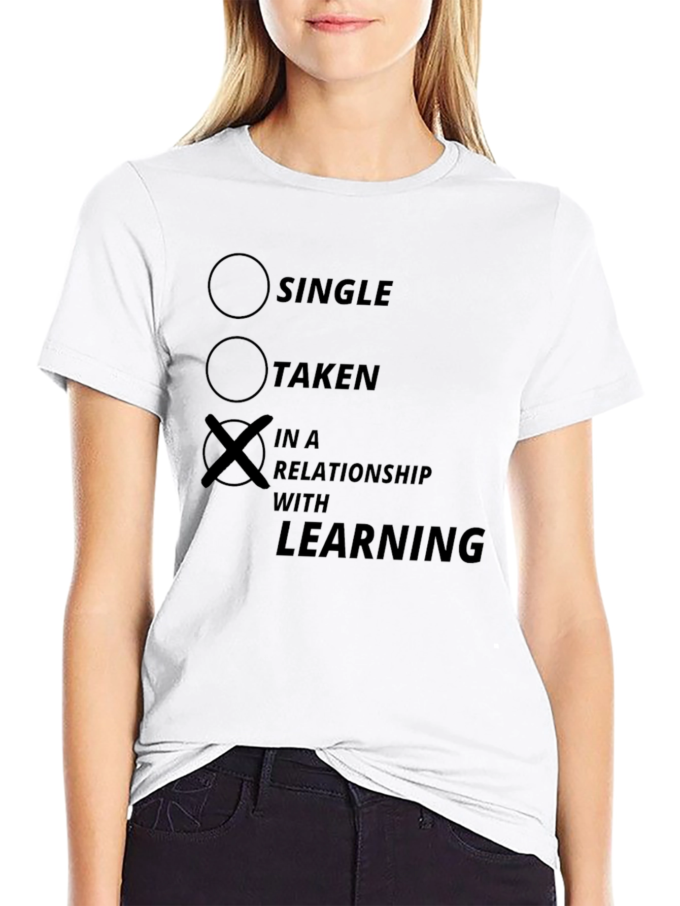 In a Relationship With Learning Black T-Shirt