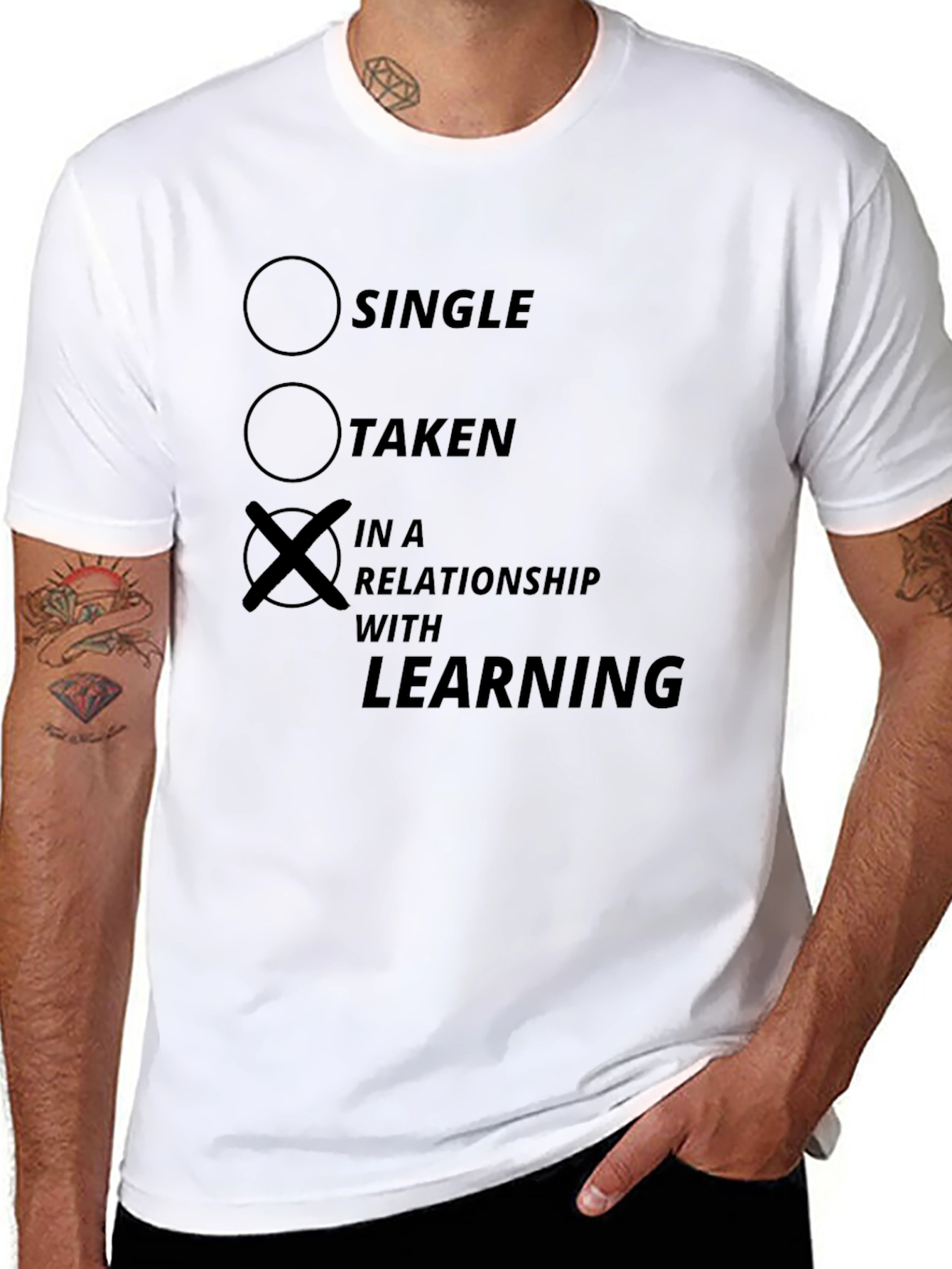 In a Relationship With Learning Black T-Shirt