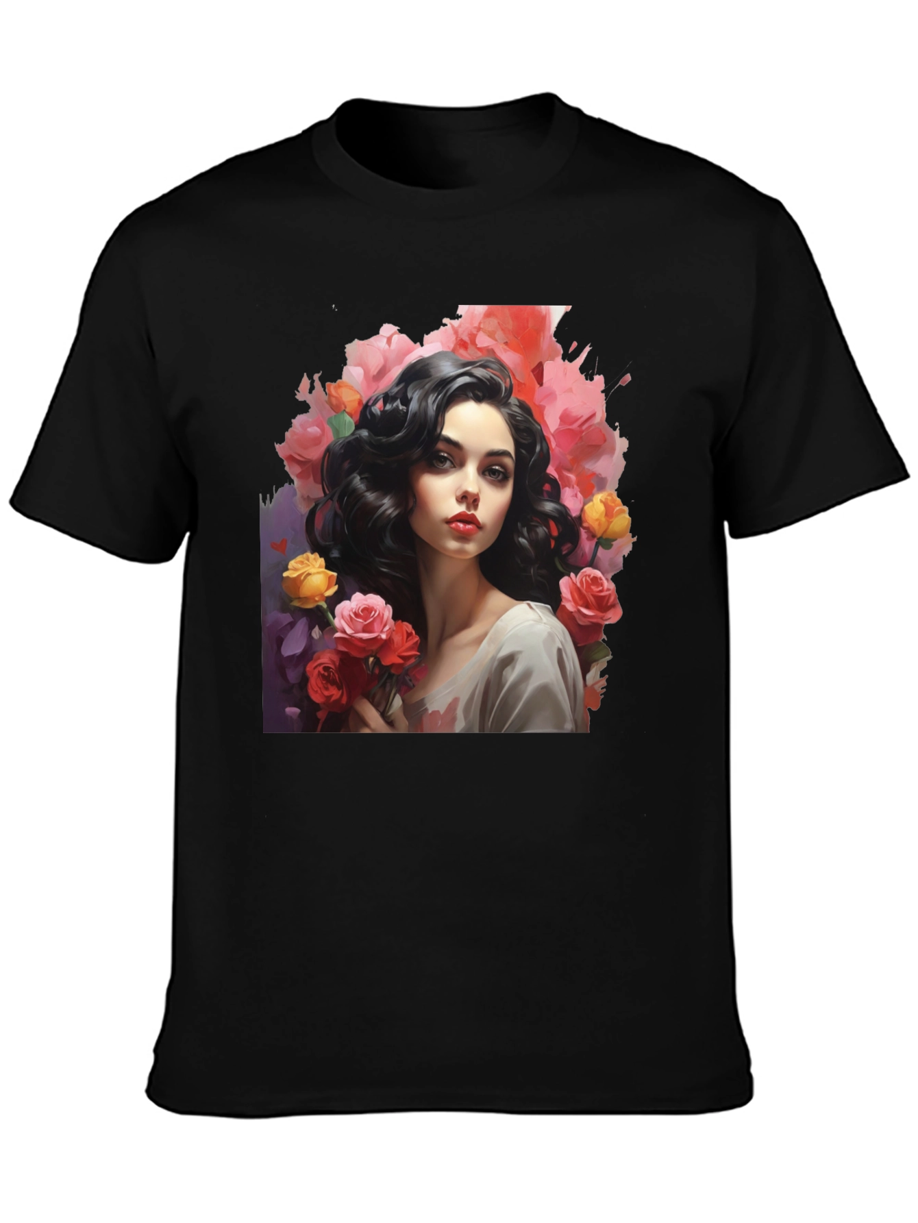 Floral Portrait T-Shirt - Elegant Graphic Tee