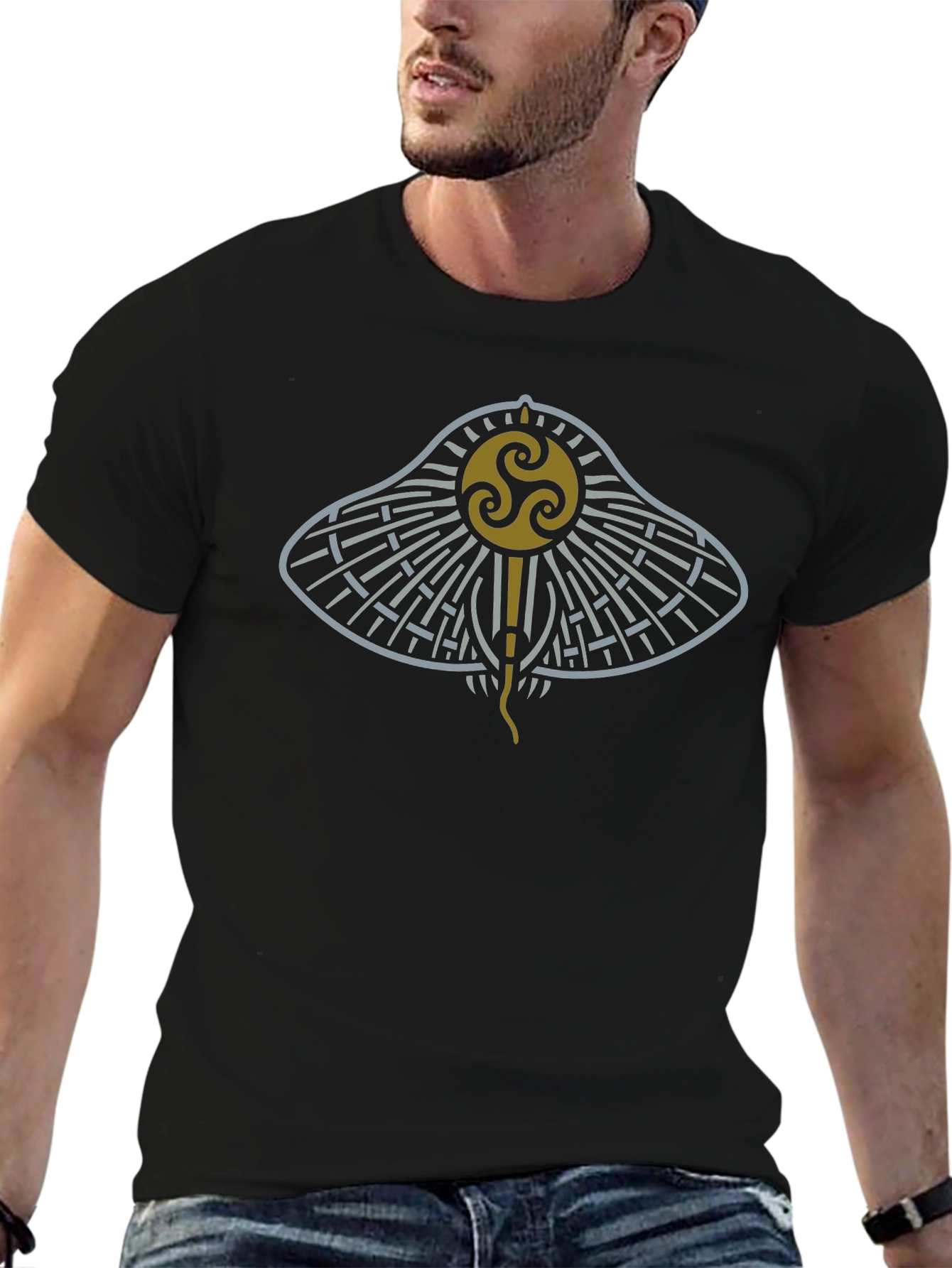 Celtic Knot Stingray Graphic Tee - Black