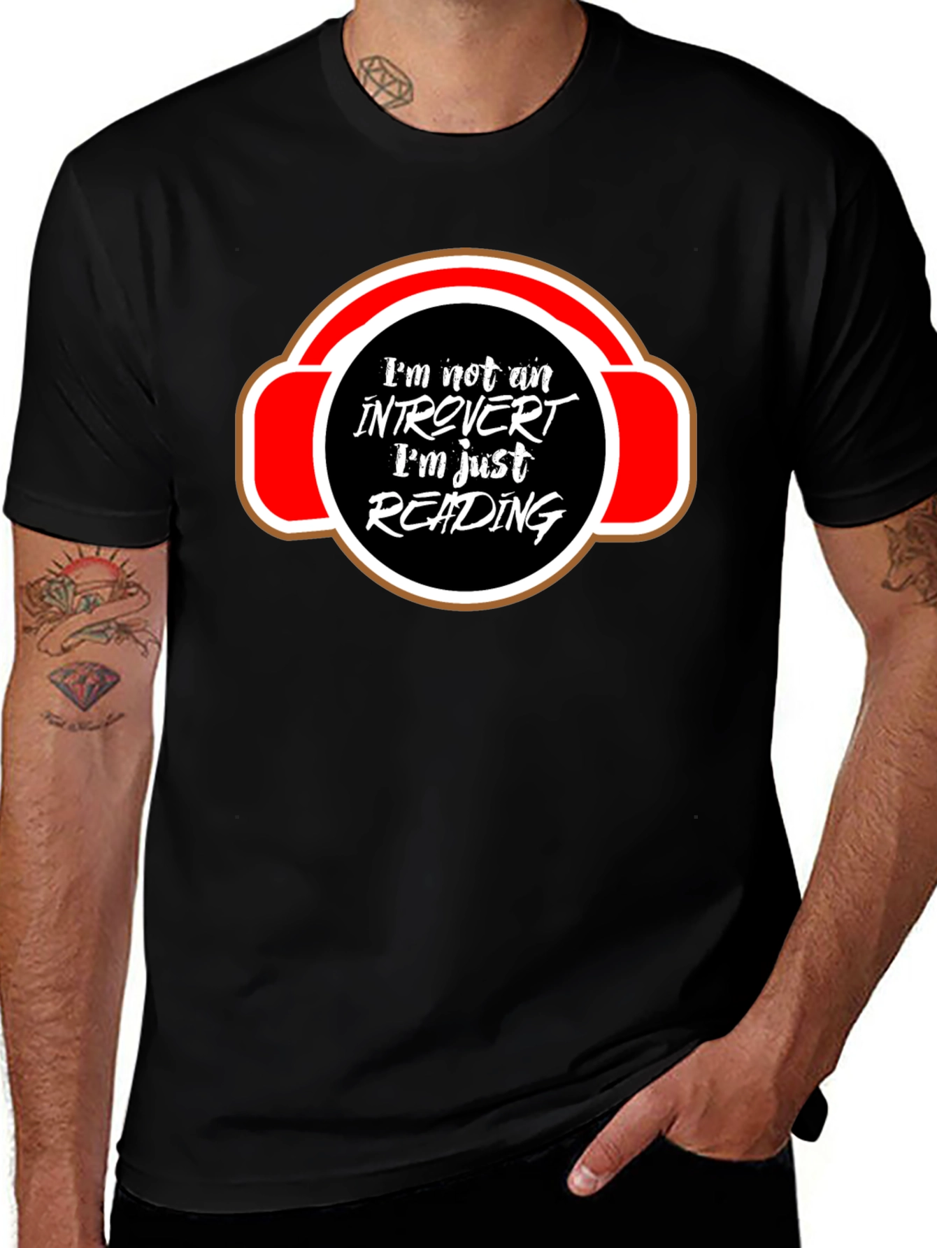 Introvert Reading T-Shirt - Black Cotton Graphic Tee