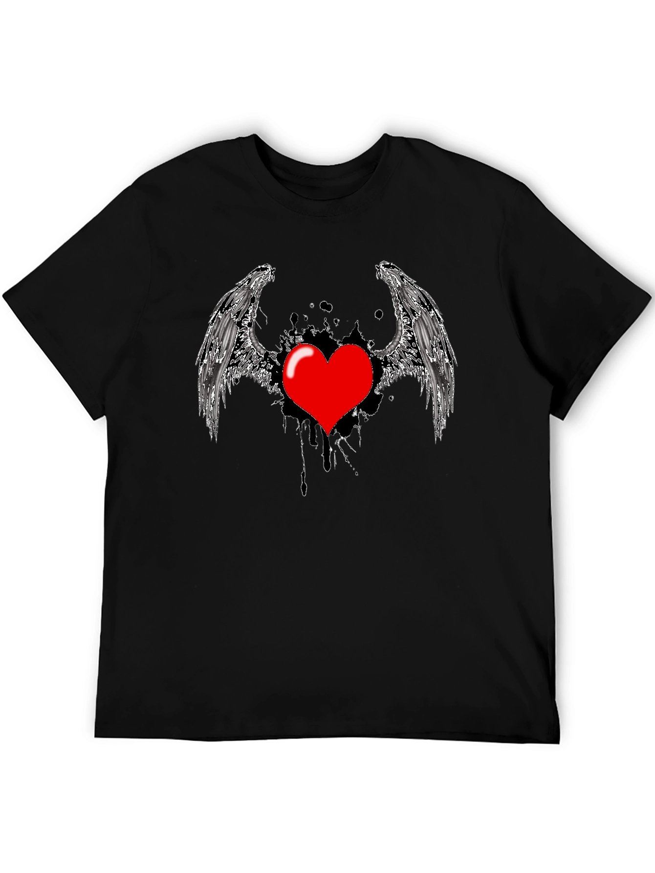 Heart Wings Graphic Black T-Shirt