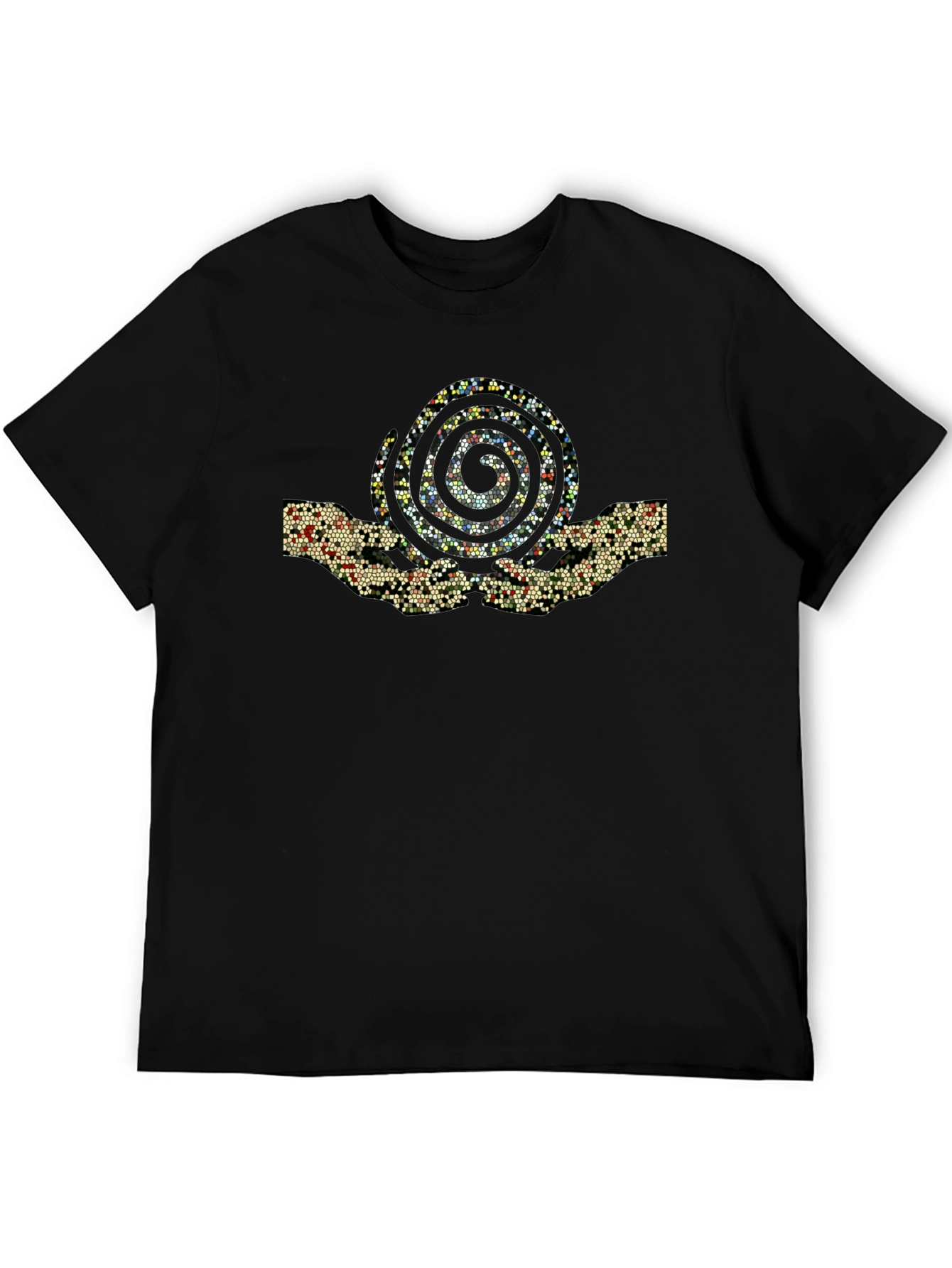 Abstract Snail Graphic Black T-Shirt