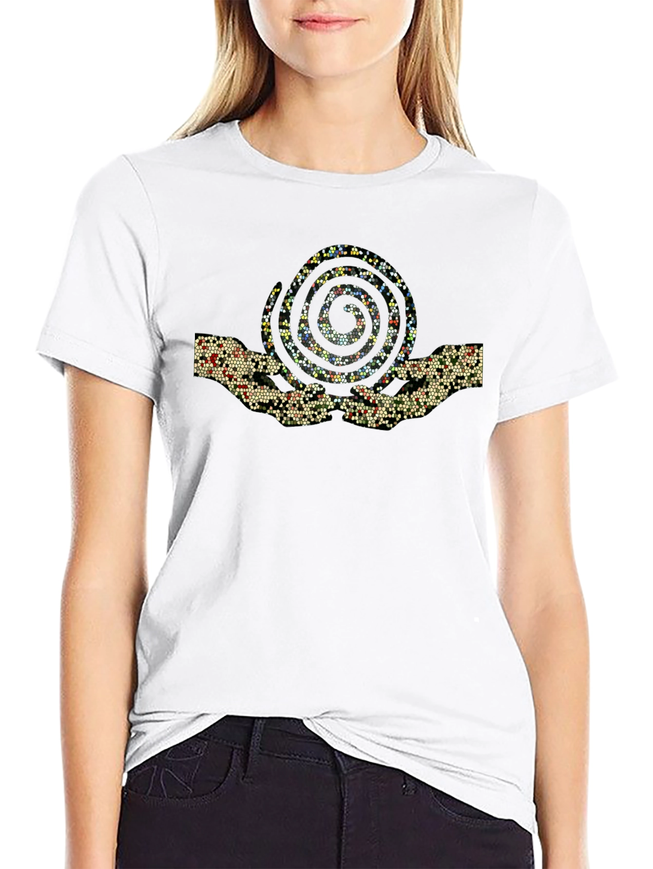 Abstract Snail Graphic Black T-Shirt