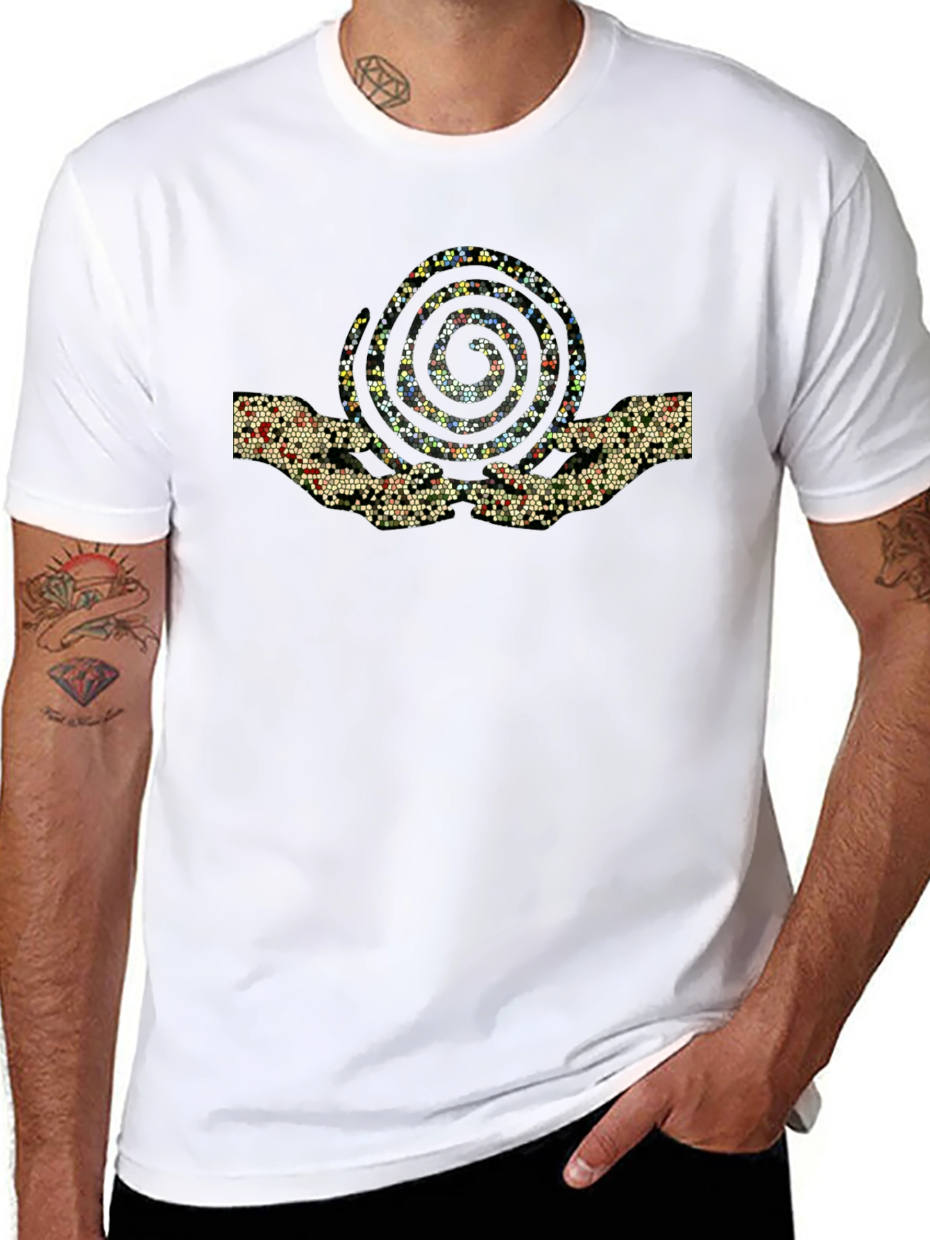 Abstract Snail Graphic Black T-Shirt