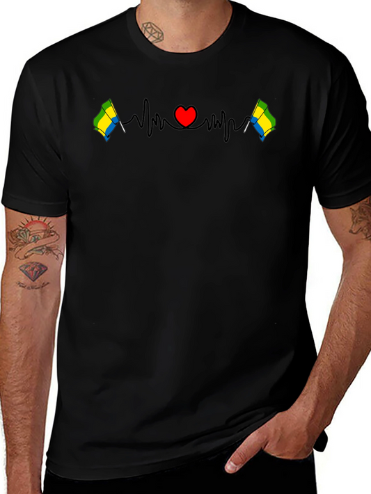 Gabon Flag Heartbeat T-Shirt
