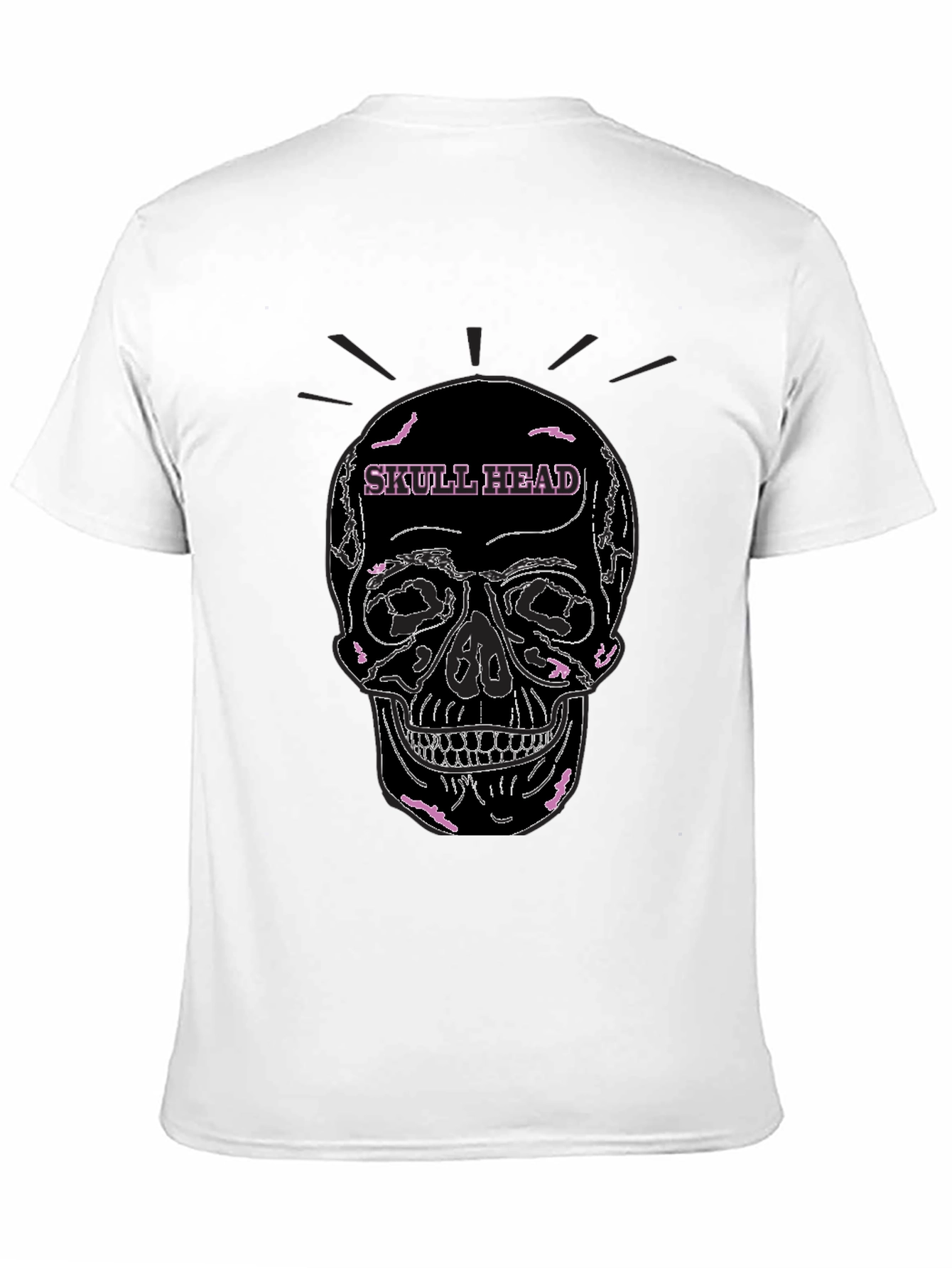 Skull Head Graphic Tee - Black Cotton Casual T-Shirt