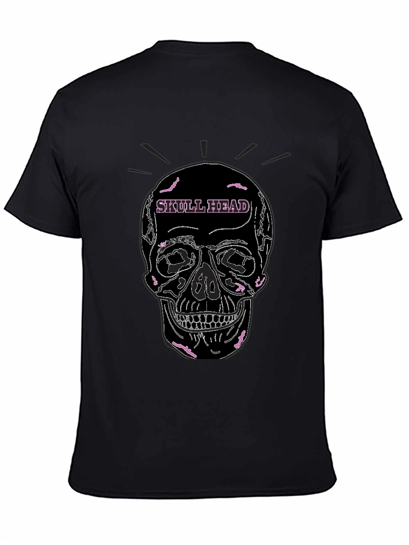 Skull Head Graphic Tee - Black Cotton Casual T-Shirt