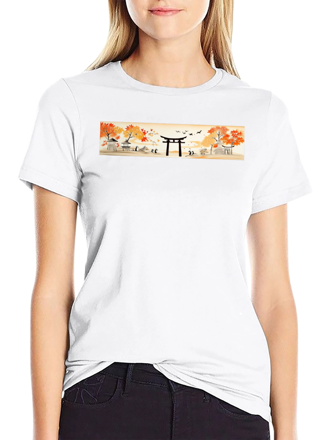 Japanese Temple T-Shirt - Autumn Scene Tee
