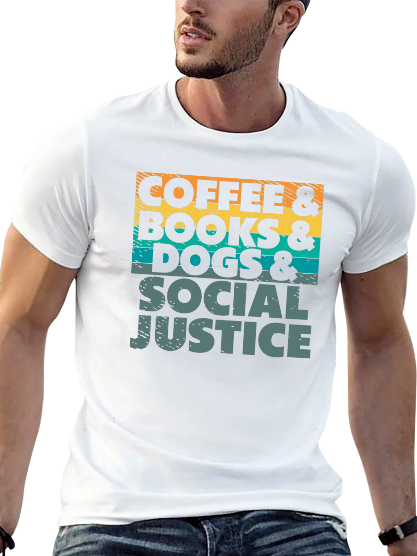 Coffee Books Dogs & Social Justice T-Shirt