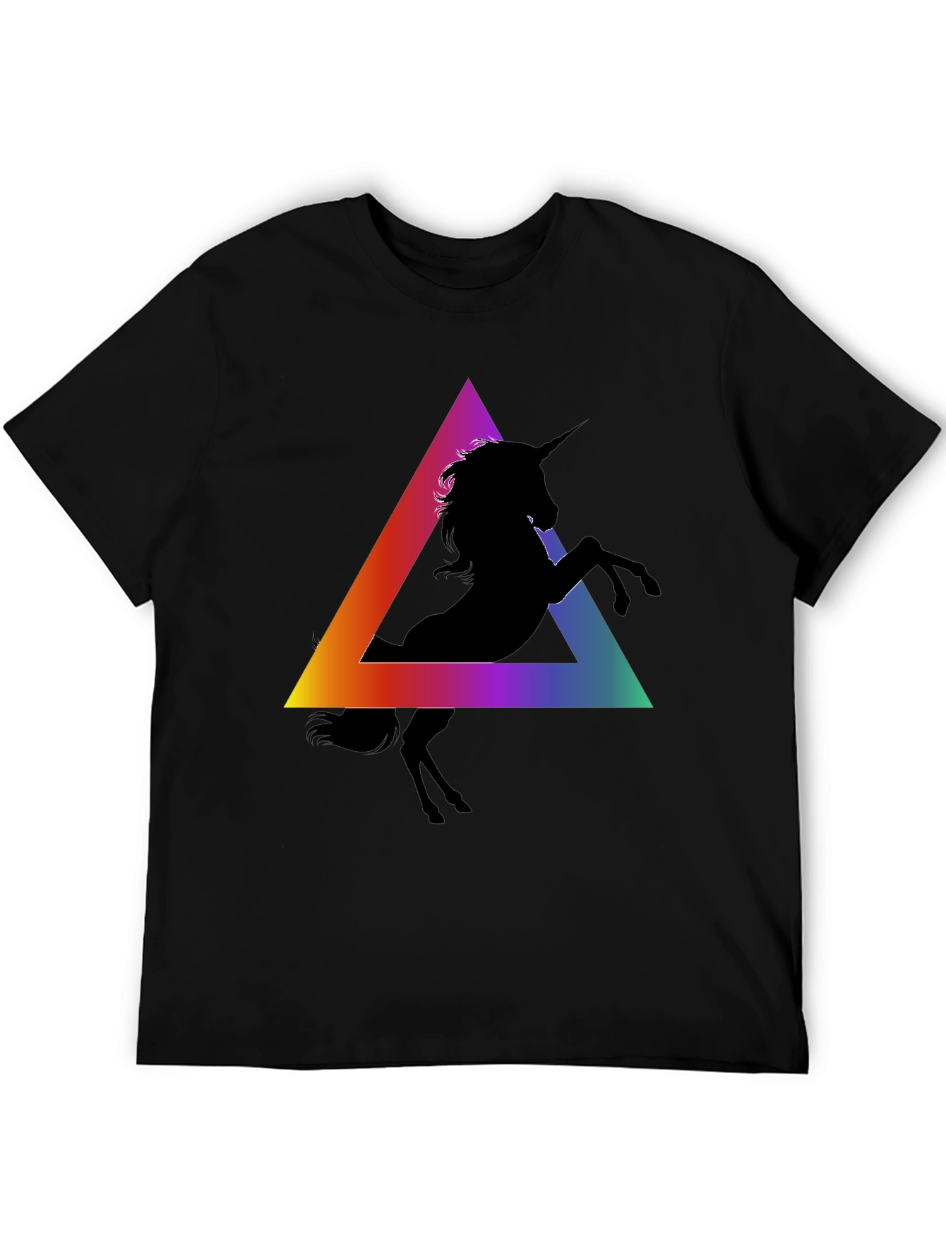 Unicorn Triangle Graphic Tee - Black