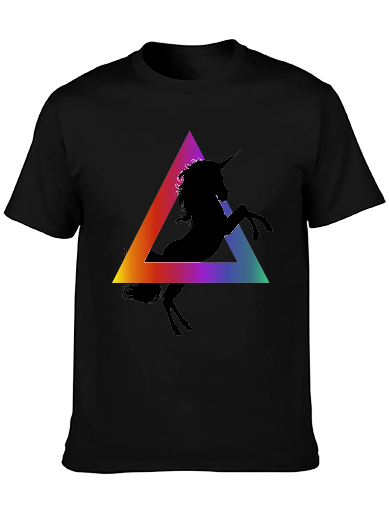 Unicorn Triangle Graphic Tee - Black