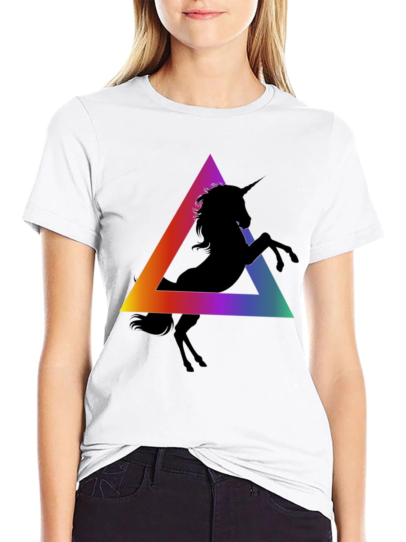 Unicorn Triangle Graphic Tee - Black