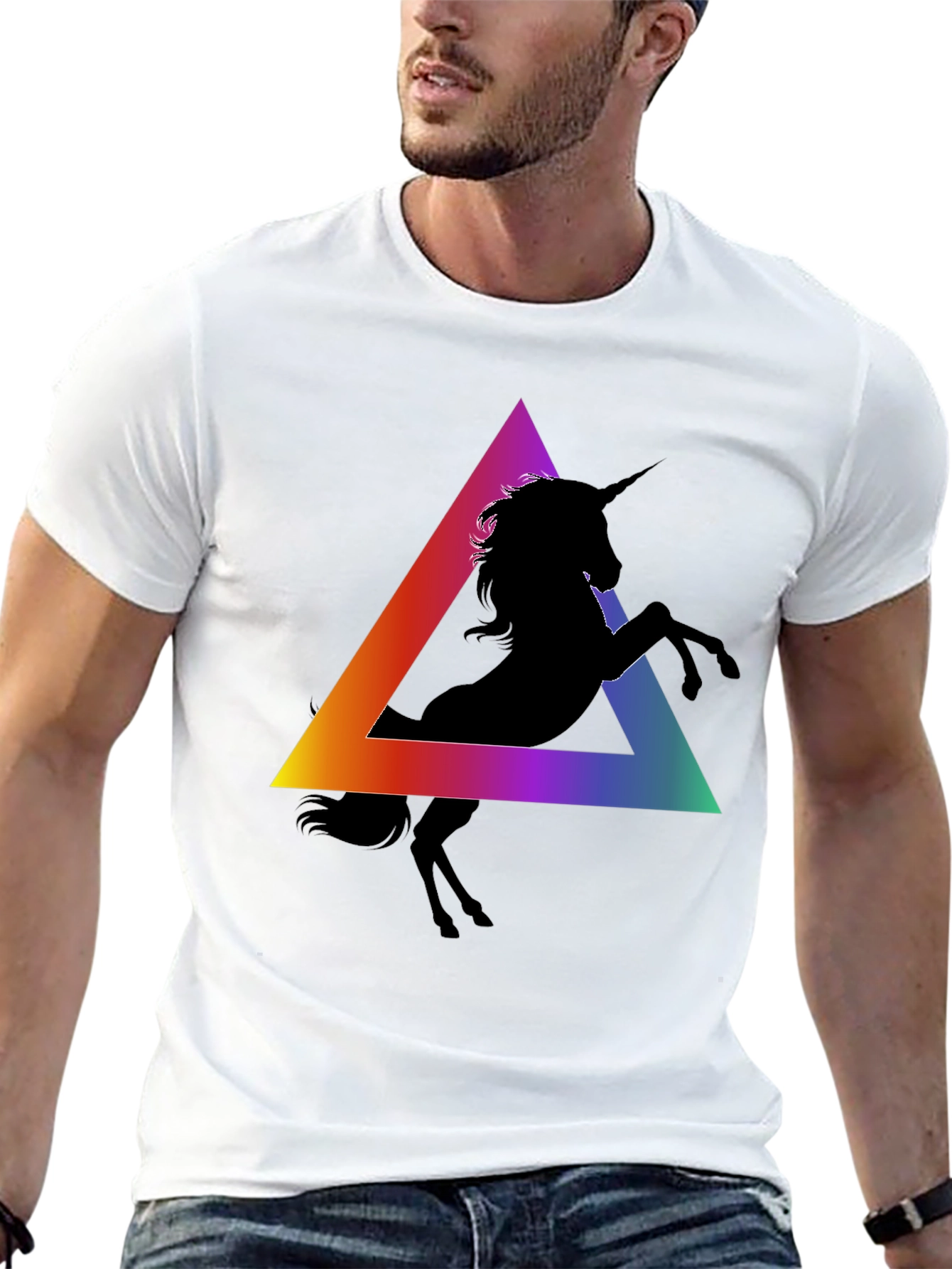 Unicorn Triangle Graphic Tee - Black