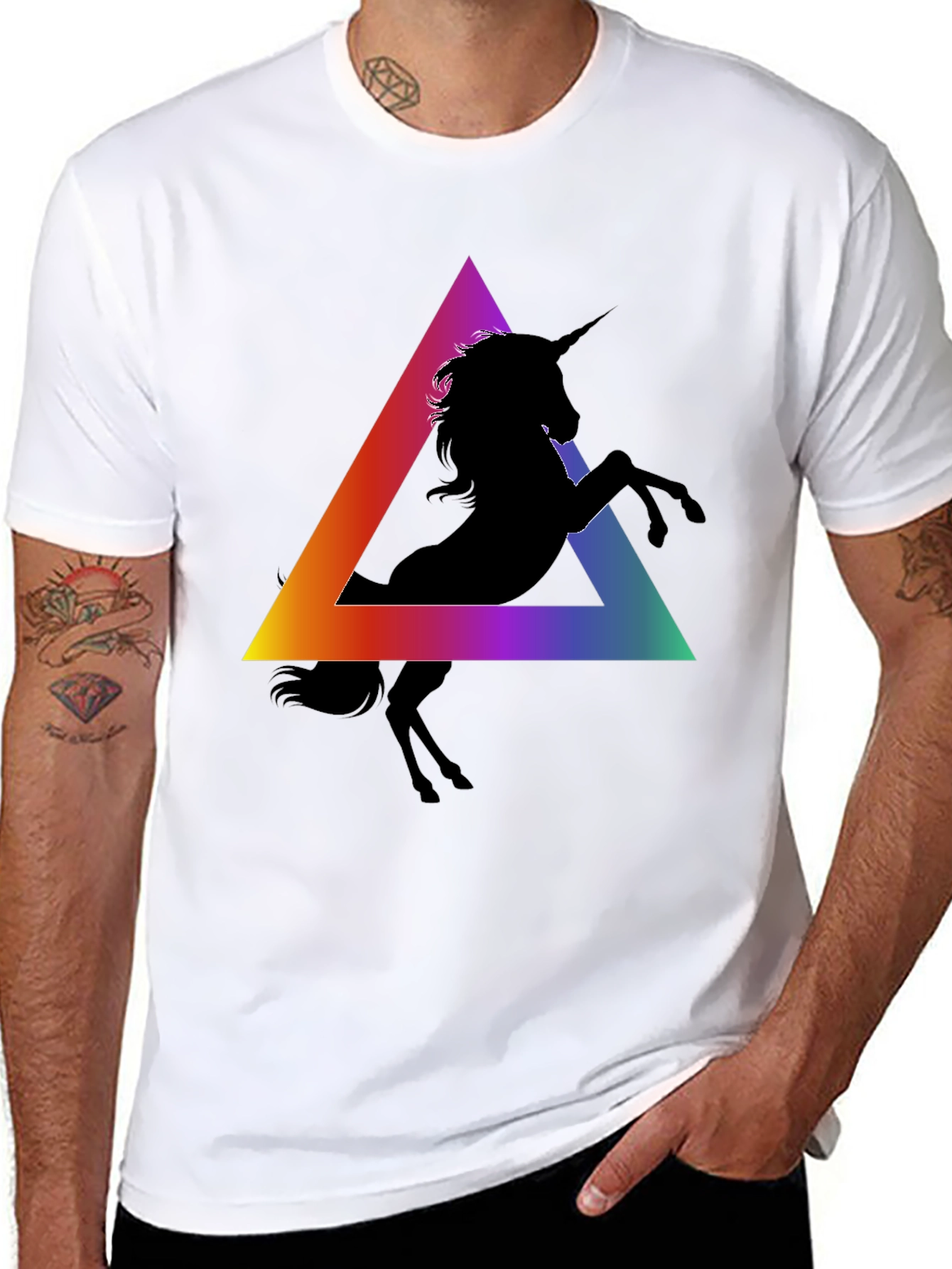 Unicorn Triangle Graphic Tee - Black