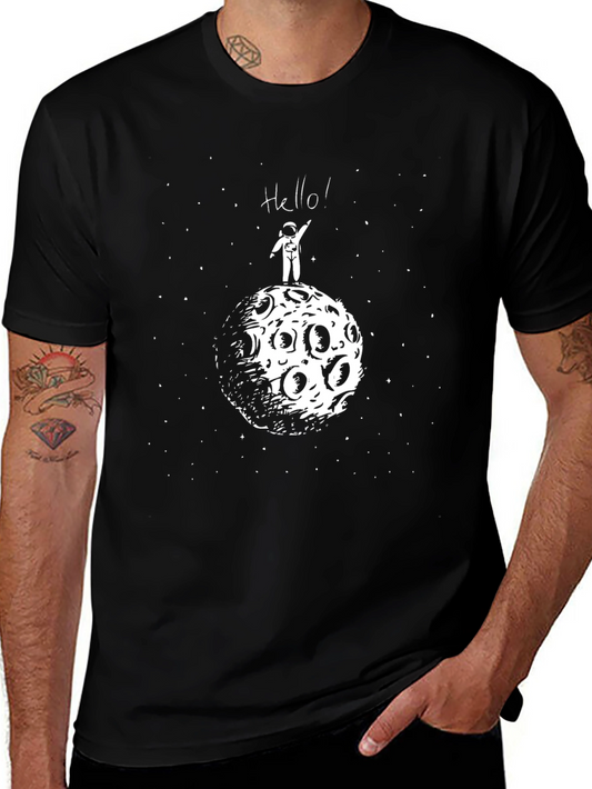 Astronaut on Moon Graphic Black T-Shirt