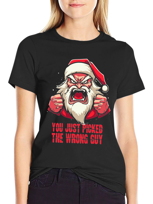 Angry Santa Wrong Guy Graphic T-Shirt
