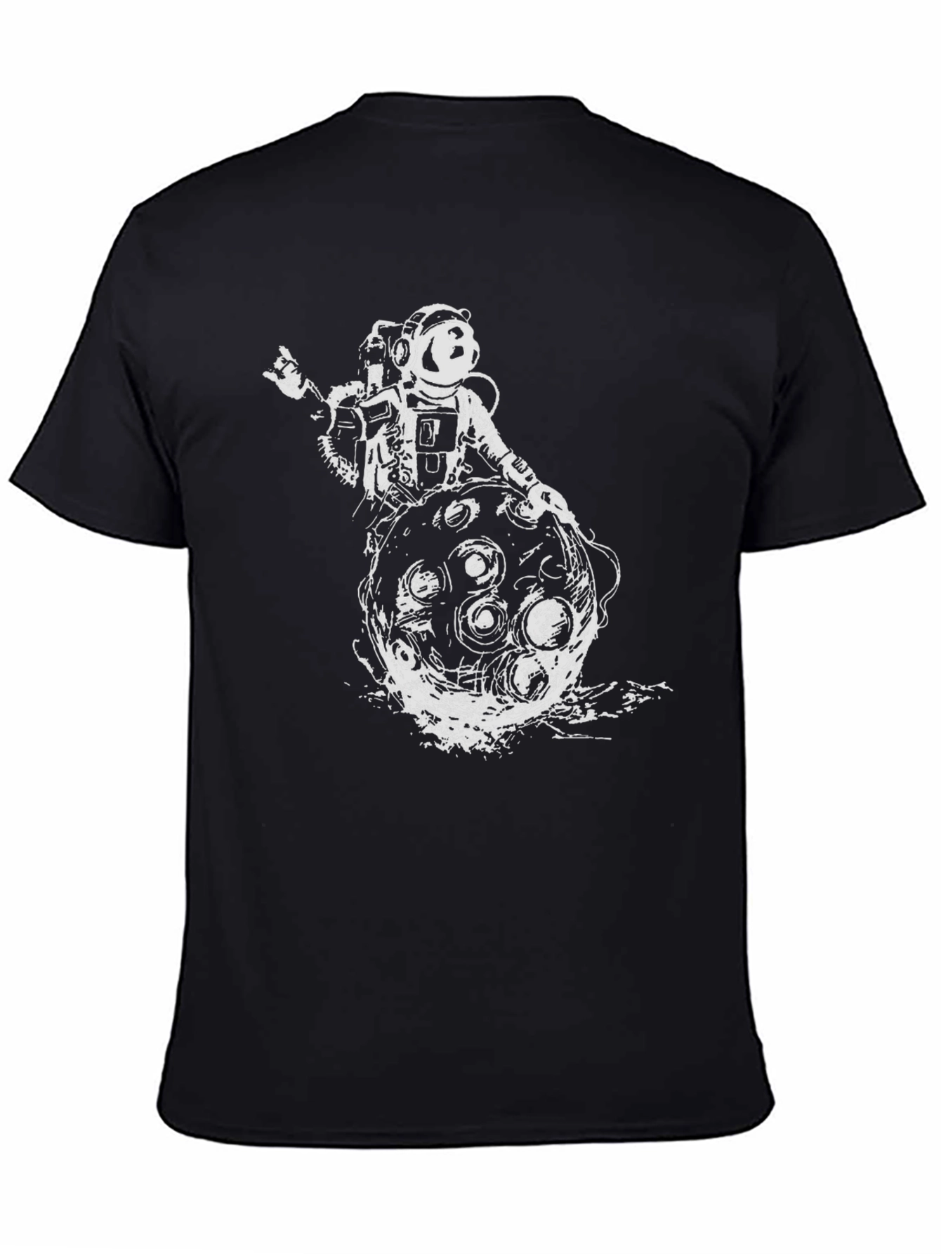Astronaut Moon Graphic Black T-Shirt