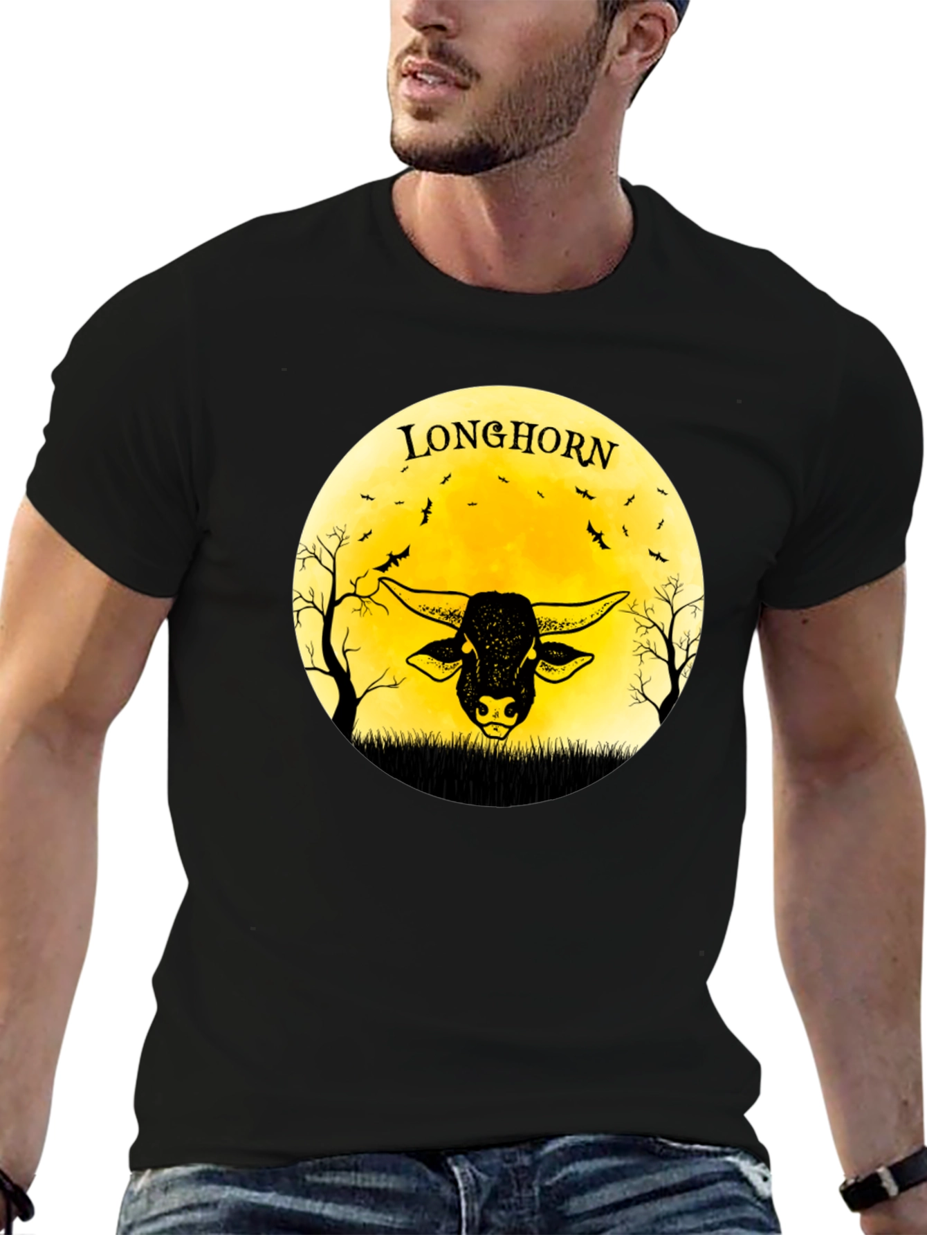 Longhorn Graphic Black T-Shirt